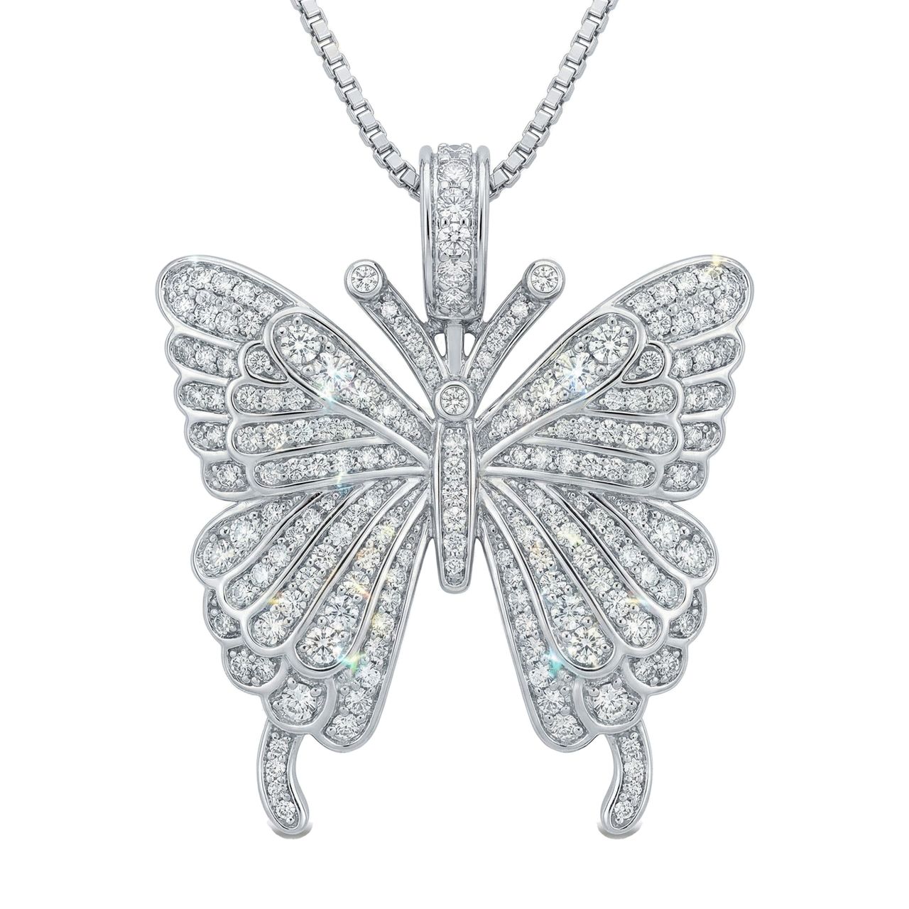 3.00 ct EF VS Lab Grown Diamond Butterfly Pendant in 14k White Gold 200909 - Fine Jewelry by JewelWeSell