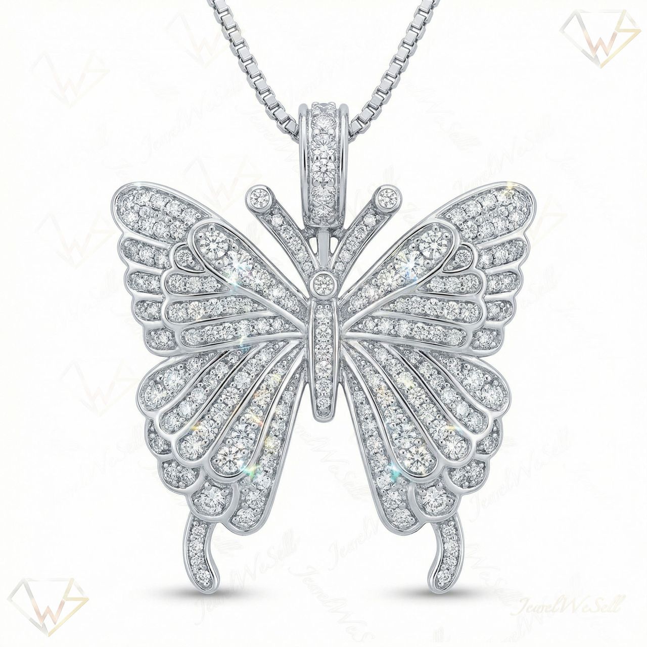 3.00 ct EF VS Lab Grown Diamond Butterfly Pendant in 14k White Gold 200909 - Fine Jewelry by JewelWeSell