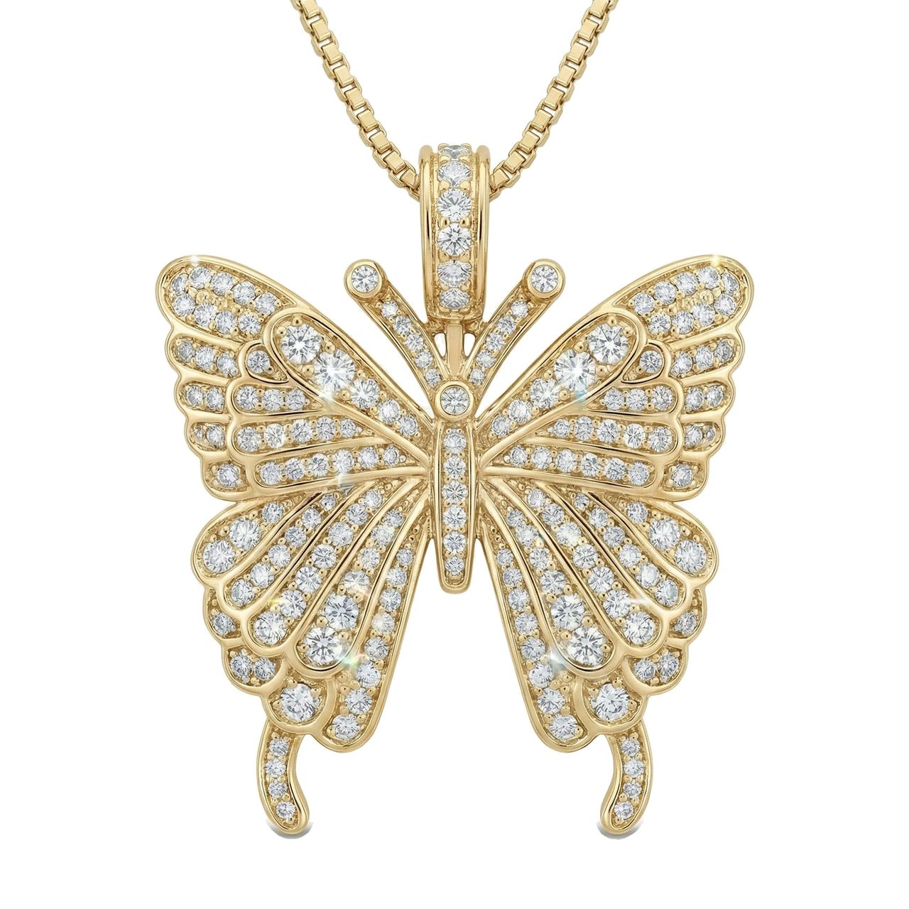 3.00 ct EF VS Lab Grown Diamond Butterfly Pendant in 10k Yellow Gold 200909 - Fine Jewelry by JewelWeSell
