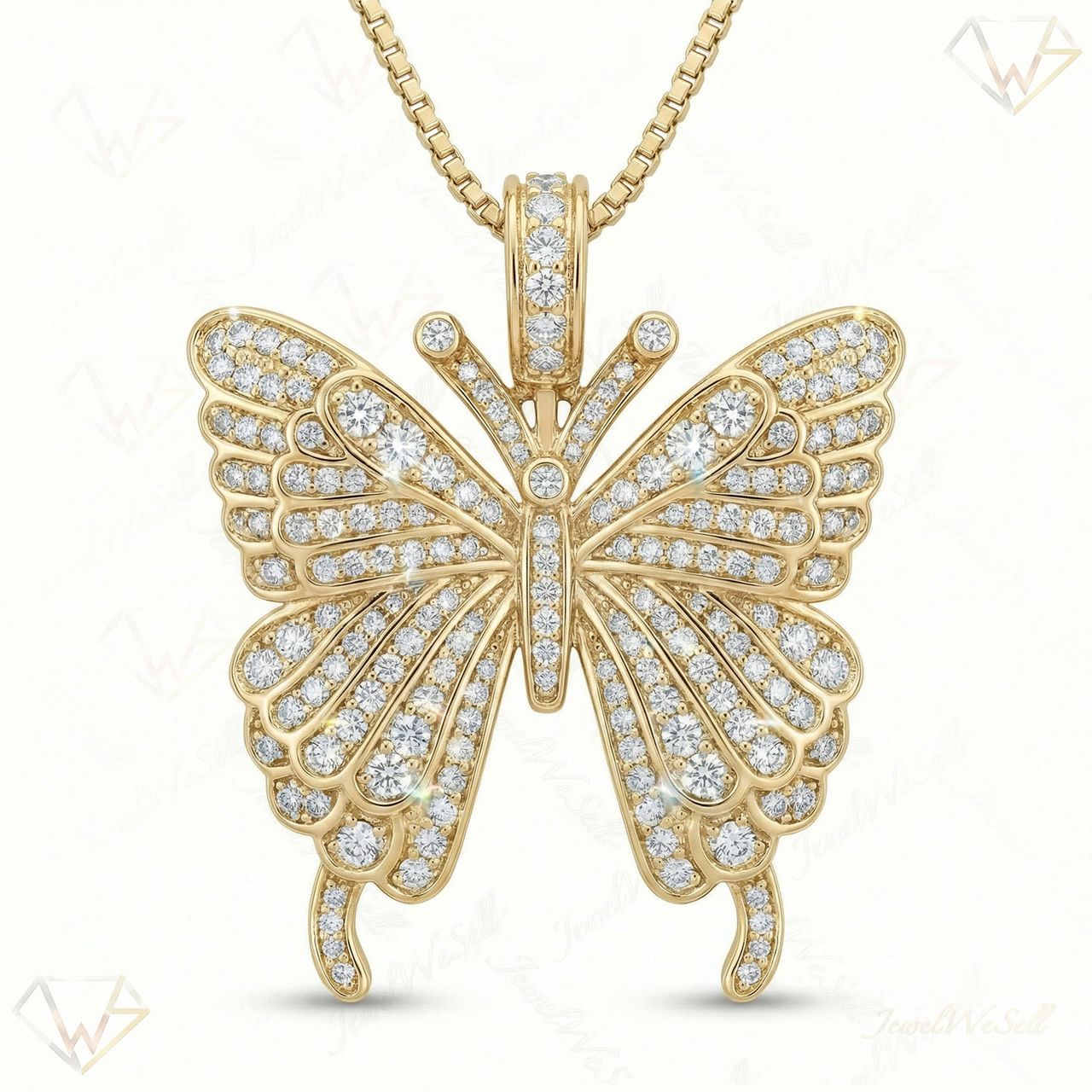 3.00 ct EF VS Lab Grown Diamond Butterfly Pendant in 10k Yellow Gold 200909 - Fine Jewelry by JewelWeSell