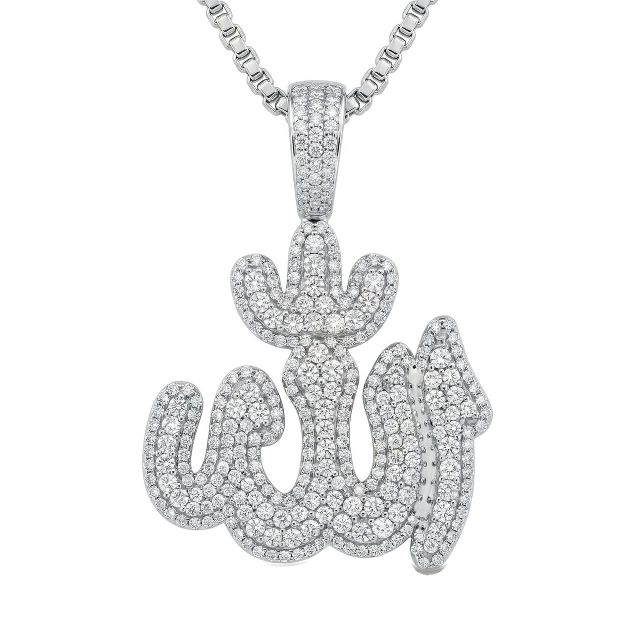 9.40 ct EF VS Moissanite Allah Pendant in 925 Sterling Silver 200946 - Fine Jewelry by JewelWeSell