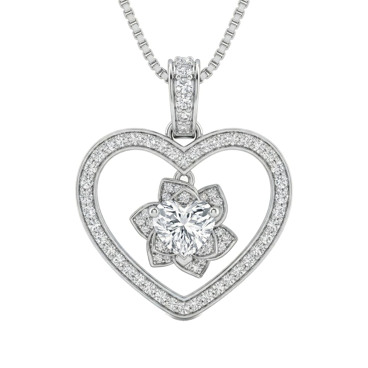 1.75 ct EF VS Lab Grown Diamond Heart Pendant in 14k White Gold 200969 - Fine Jewelry by JewelWeSell