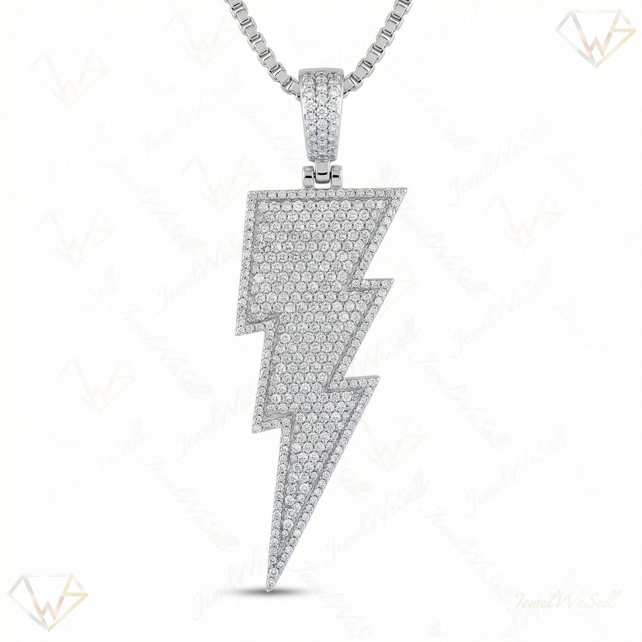 6.30 ct EF VS Lab Grown Diamond Lightening Pendant in 10k White Gold 201097 - Fine Jewelry by JewelWeSell