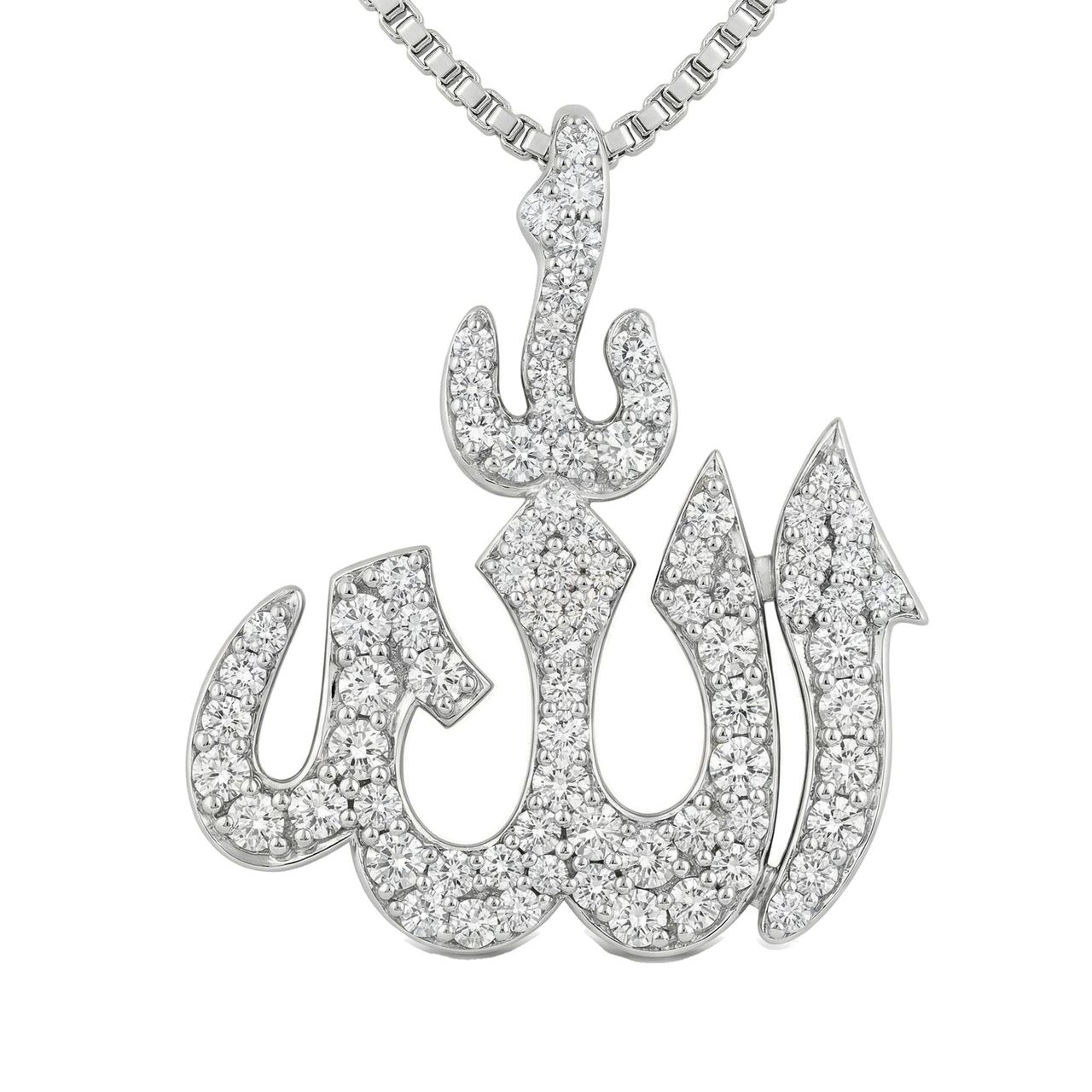 0.75 ct EF VS Moissanite Allah Pendant in 925 Sterling Silver 201231 - Fine Jewelry by JewelWeSell
