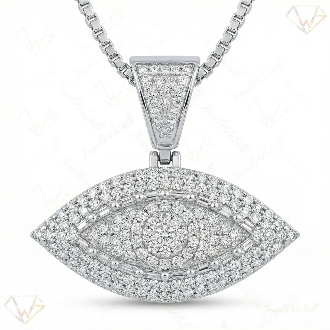 2.50 ct EF VS Lab Grown Diamond Evil Eye Pendant in 14k White Gold 201576 - Fine Jewelry by JewelWeSell