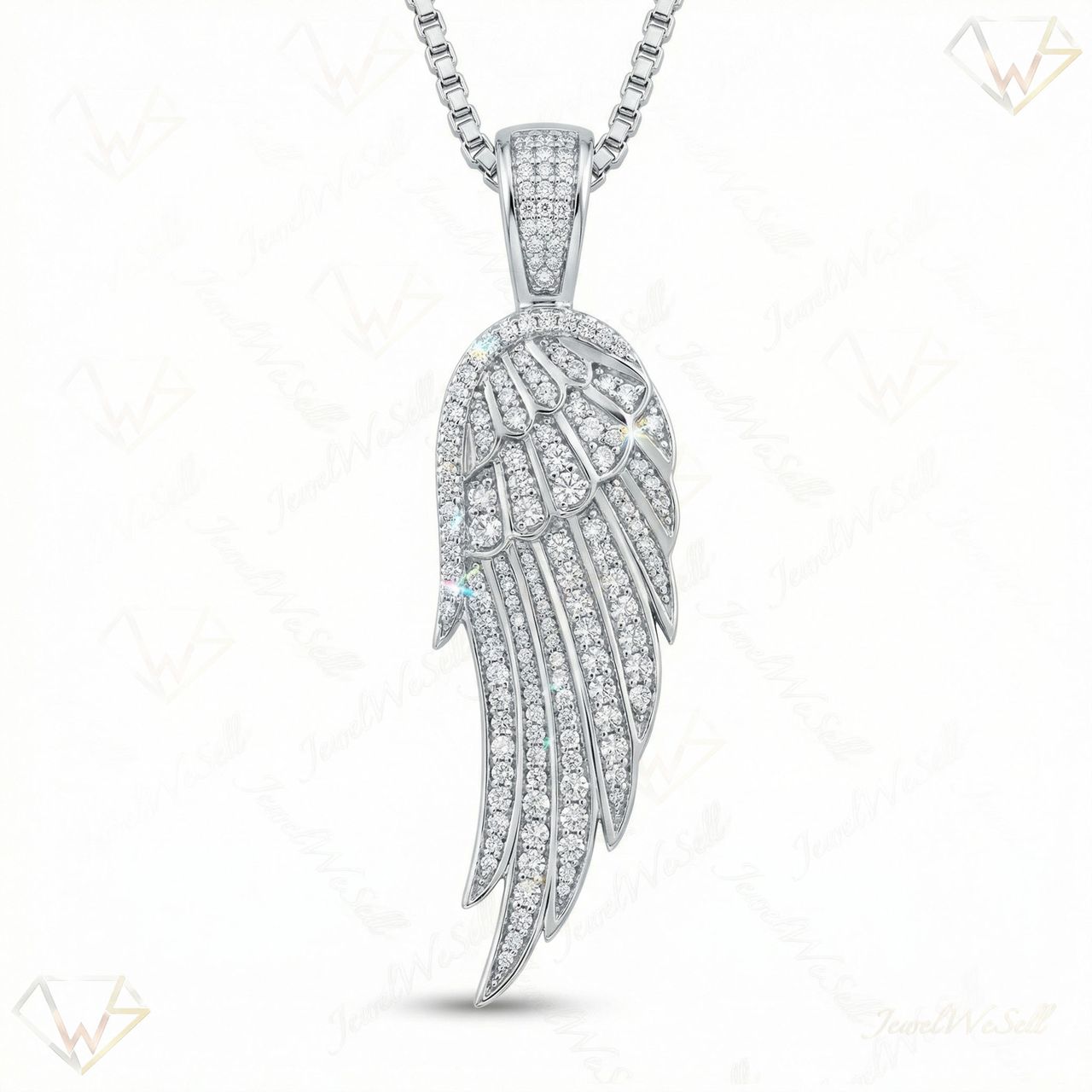 2.75 ct EF VS Lab Grown Diamond Wings Pendant in 10k White Gold 201594 - Fine Jewelry by JewelWeSell