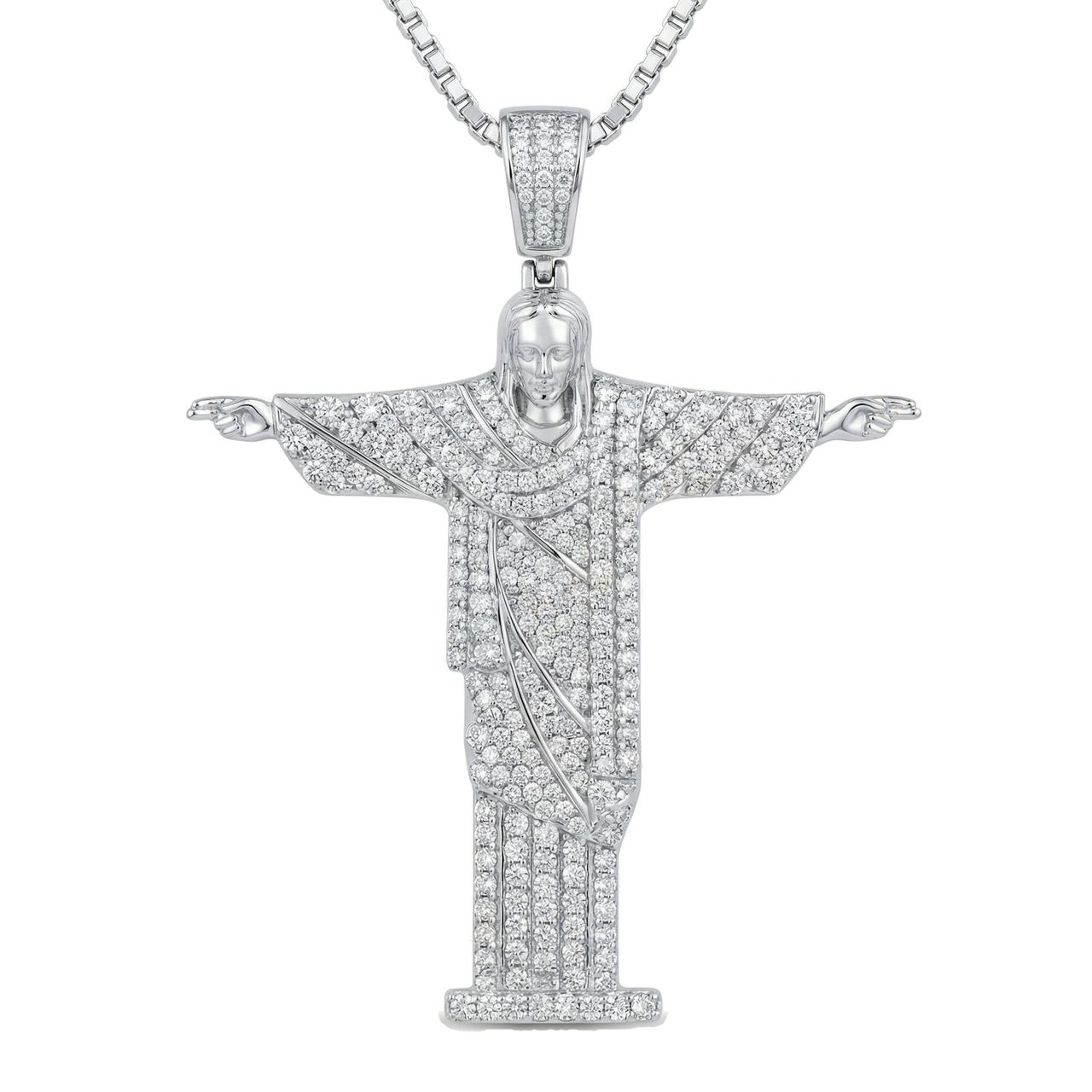 1.75 ct EF VS Lab Grown Diamond Jesus Pendant in 14k White Gold - Fine Jewelry by JewelWeSell