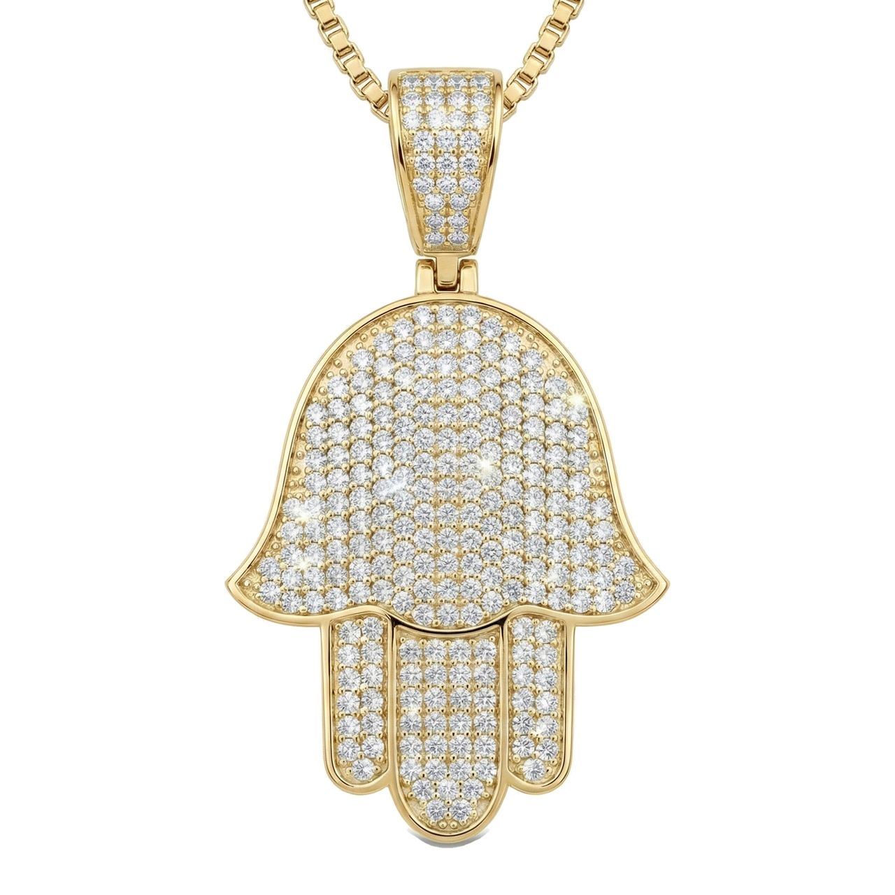 1.00 ct EF VS Lab Grown Diamond Hamsa Pendant in 10k Yellow Gold 201803 - Fine Jewelry by JewelWeSell
