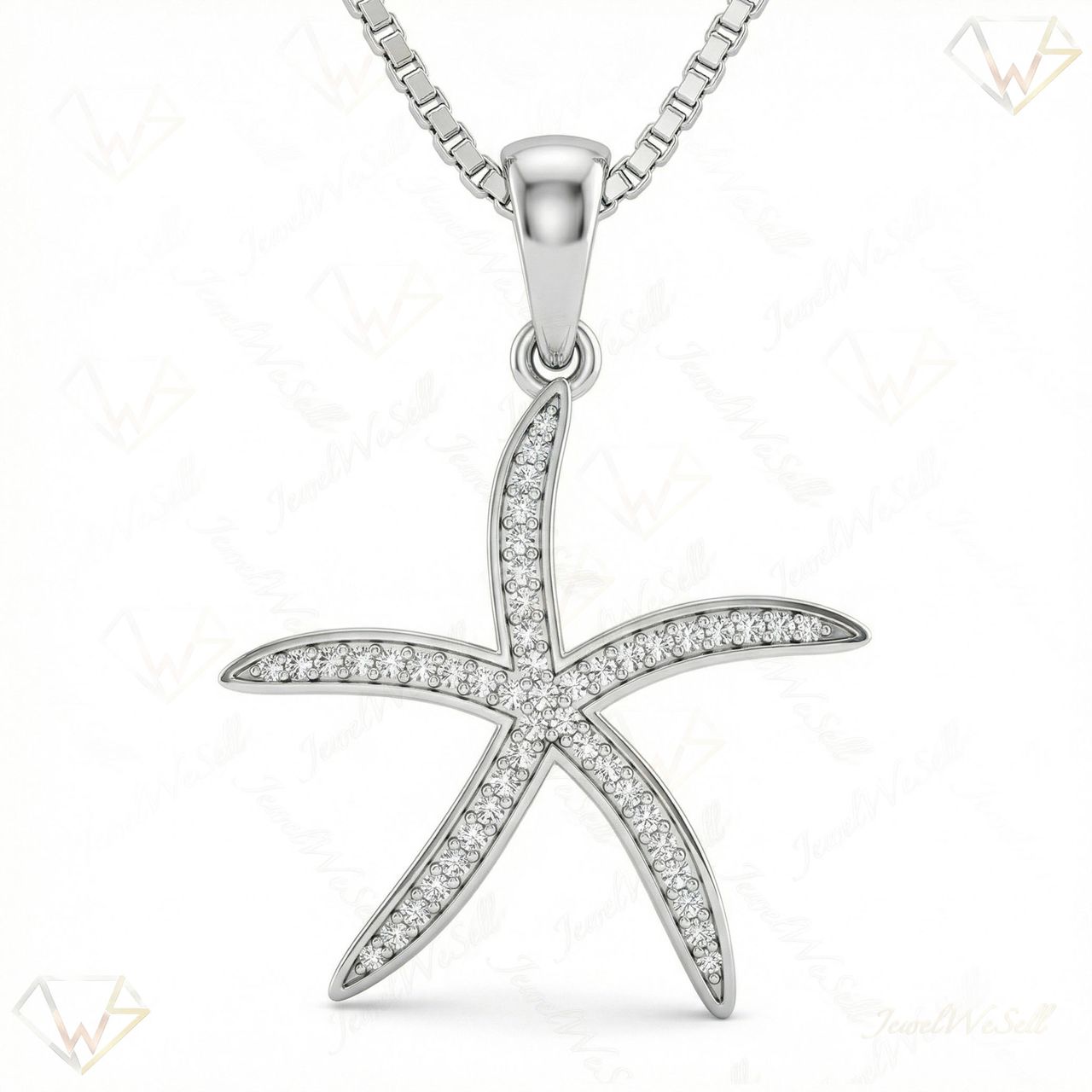 0.33 ct EF VS Lab Grown Diamond Fish Pendant in 14k White Gold 201854 - Fine Jewelry by JewelWeSell