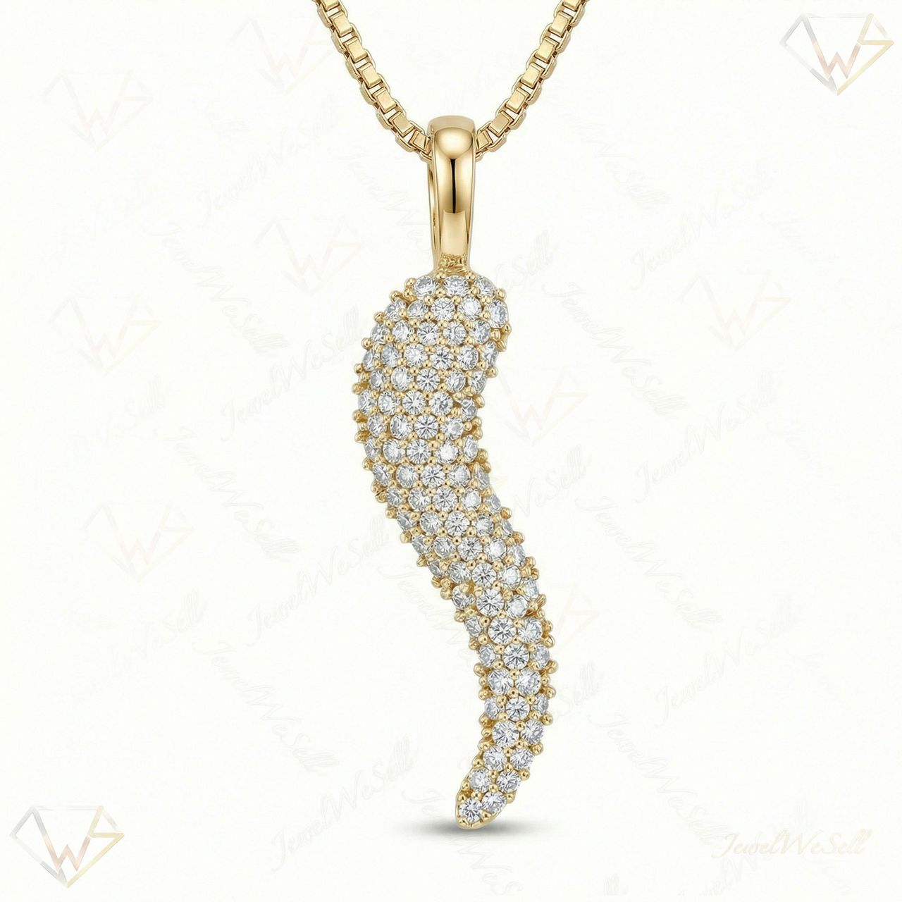 0.40 ct EF VS Lab Grown Diamond Italian Horn Pendant in 10k Yellow Gold 202159 - Fine Jewelry by JewelWeSell