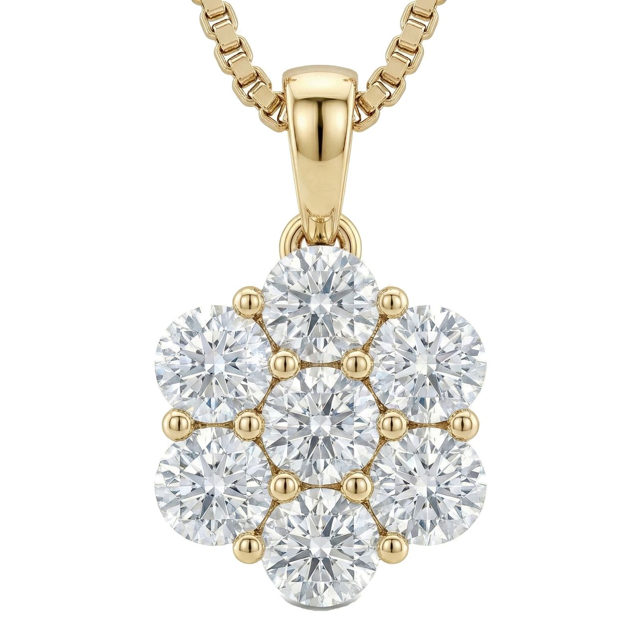 0.80 ct EF VS Lab Grown Diamond Cluster Pendant in 14k Yellow Gold 202255 - Fine Jewelry by JewelWeSell