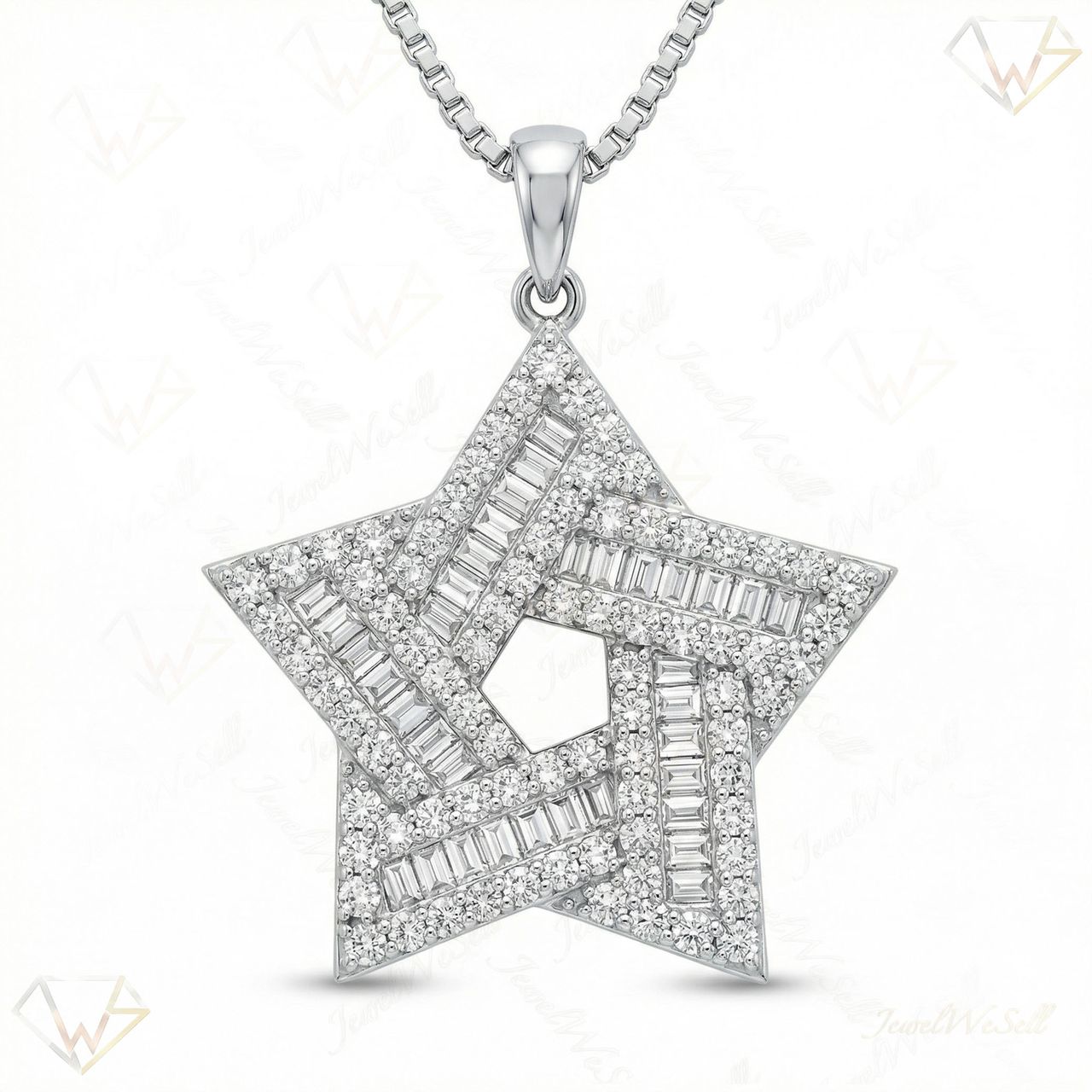1.80 ct EF VS Lab Grown Diamond Star Pendant in 14k White Gold 202283 - Fine Jewelry by JewelWeSell