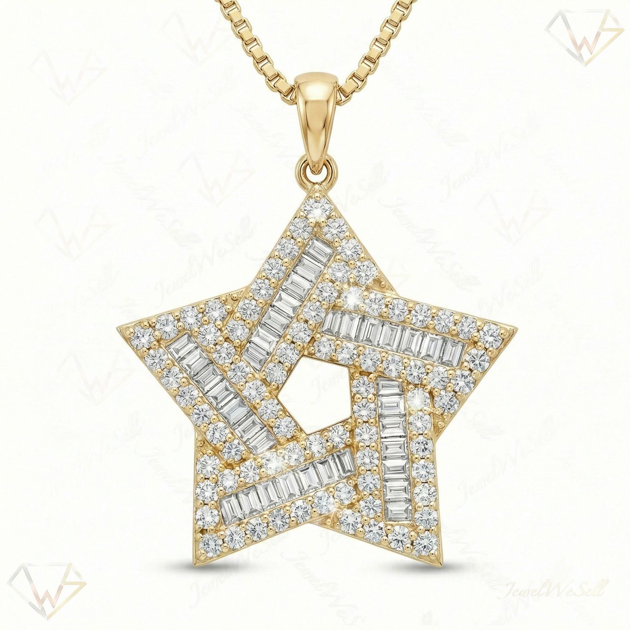 1.80 ct EF VS Lab Grown Diamond Star Pendant in 10k Yellow Gold 202283 - Fine Jewelry by JewelWeSell