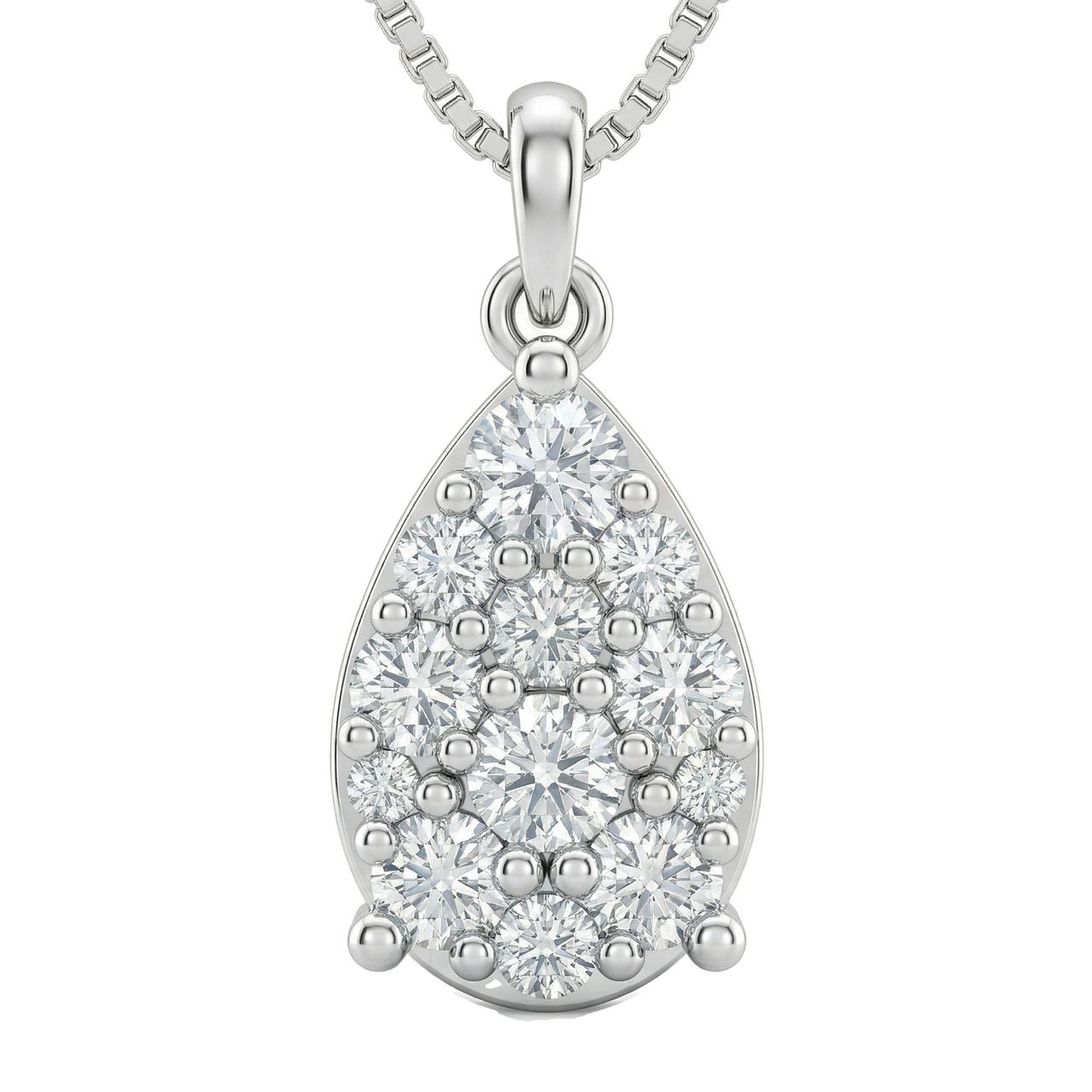 1.75 ct EF VS Lab Grown Diamond Cluster Pendant in 10k White Gold 202935 - Fine Jewelry by JewelWeSell
