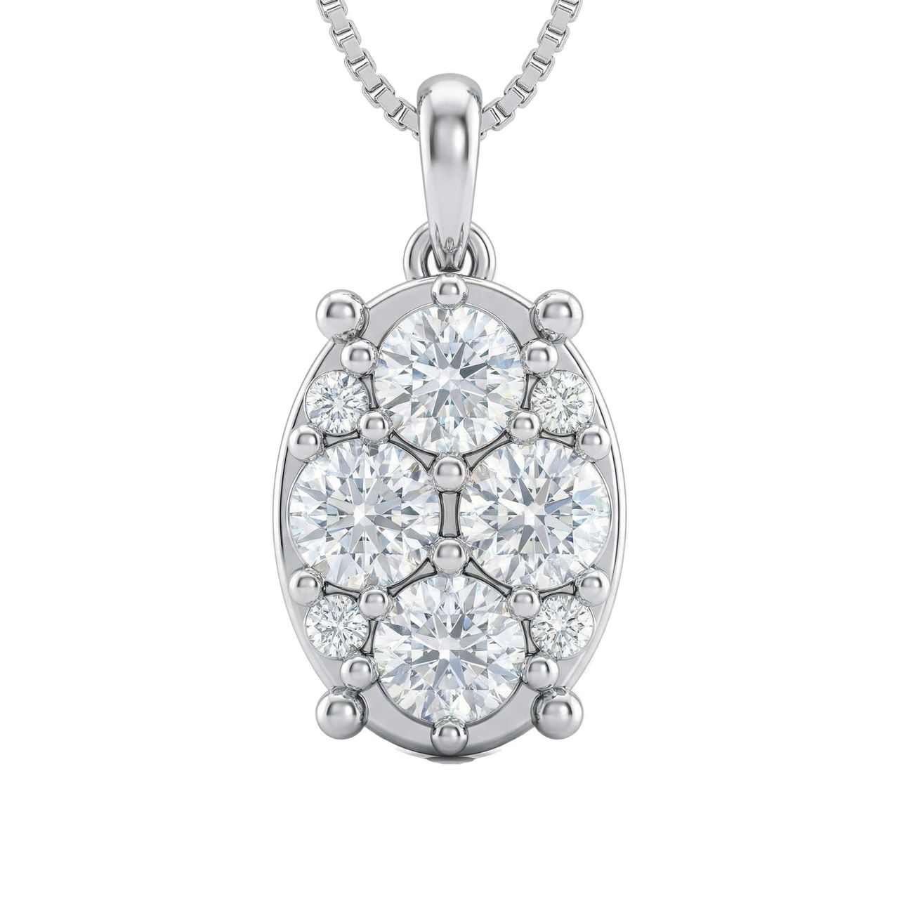 1.60 ct EF VS Lab Grown Diamond Cluster Pendant in 14k White Gold 202937 - Fine Jewelry by JewelWeSell