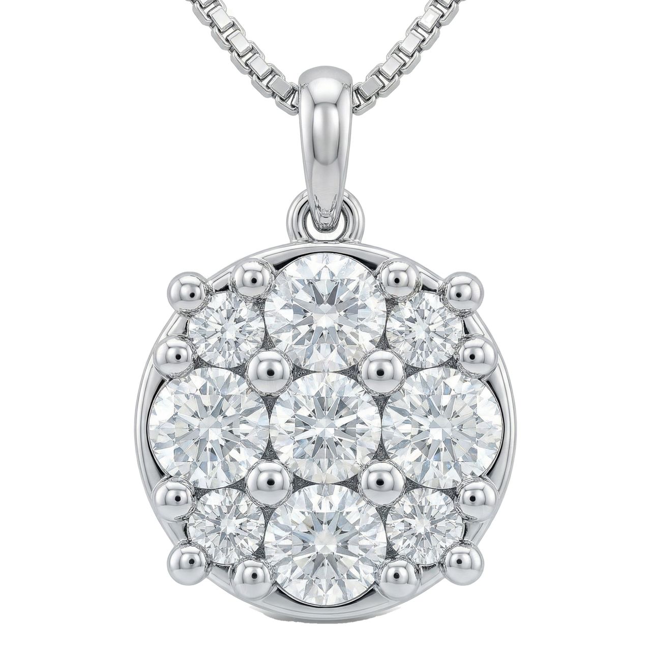 1.10 ct EF VS Lab Grown Diamond Cluster Pendant in 14k White Gold 202938 - Fine Jewelry by JewelWeSell