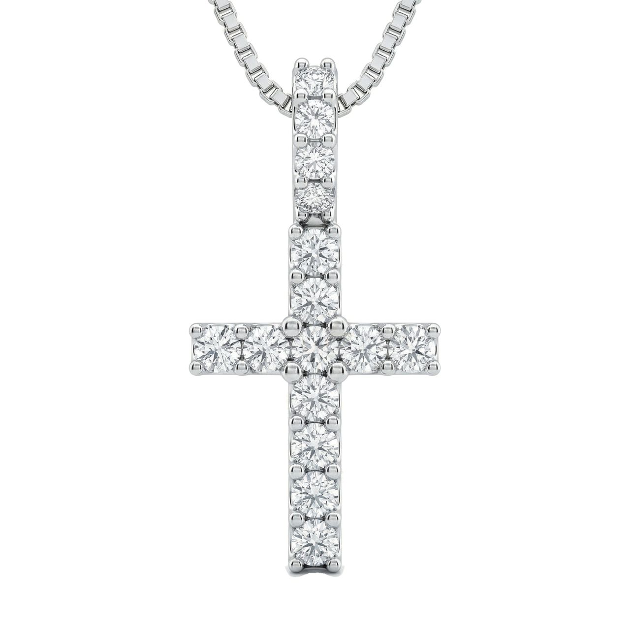 5.00 ct EF VS Lab Grown Diamond Cross Pendant in 14k White Gold - Fine Jewelry by JewelWeSell