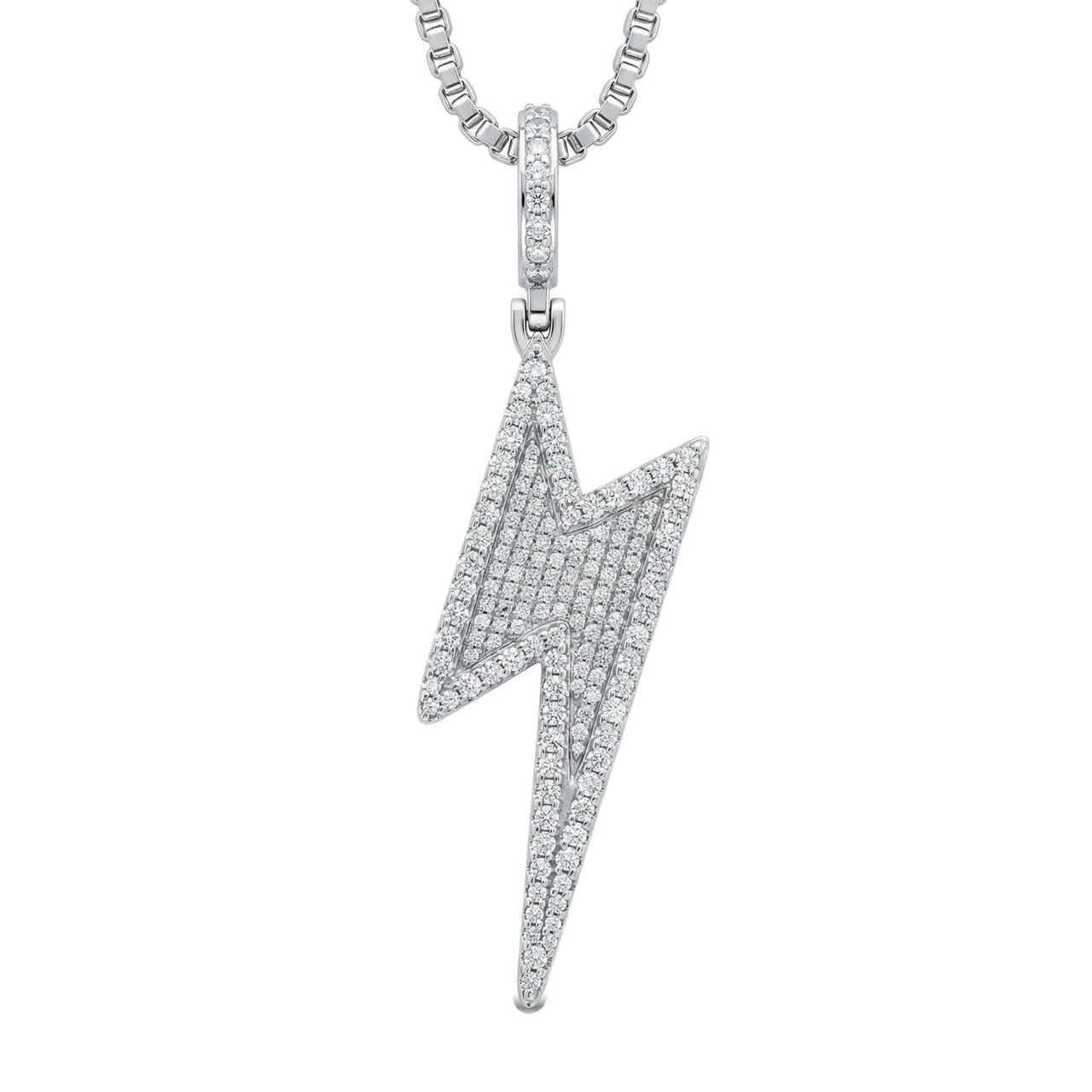 5.00 ct EF VS Lab Grown Diamond Lightening Pendant in 14k White Gold - Fine Jewelry by JewelWeSell
