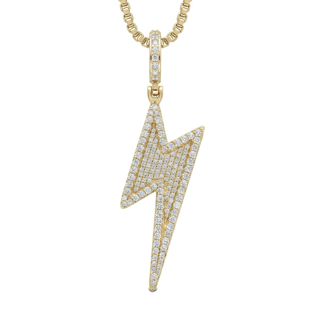5.00 ct EF VS Lab Grown Diamond Lightening Pendant in 10k Yellow Gold - Fine Jewelry by JewelWeSell