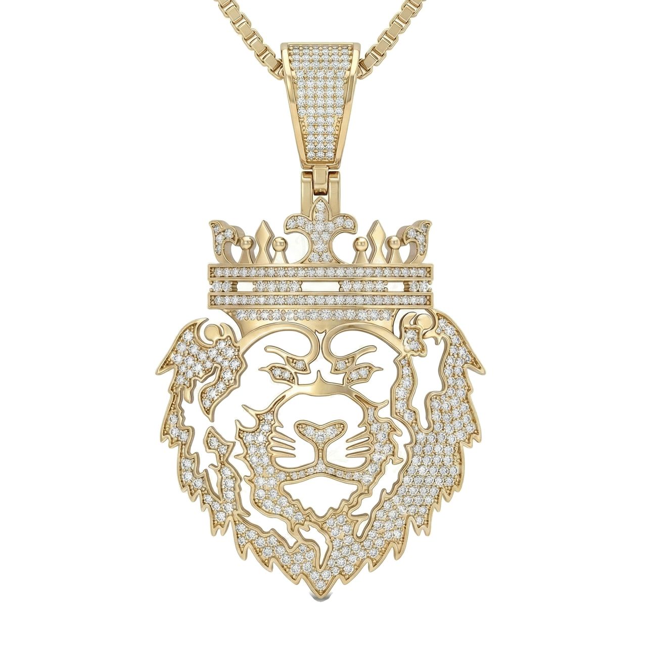 1.45 ct EF VS Lab Grown Diamond Lion Tiger Pendant in 14k Yellow Gold - Fine Jewelry by JewelWeSell
