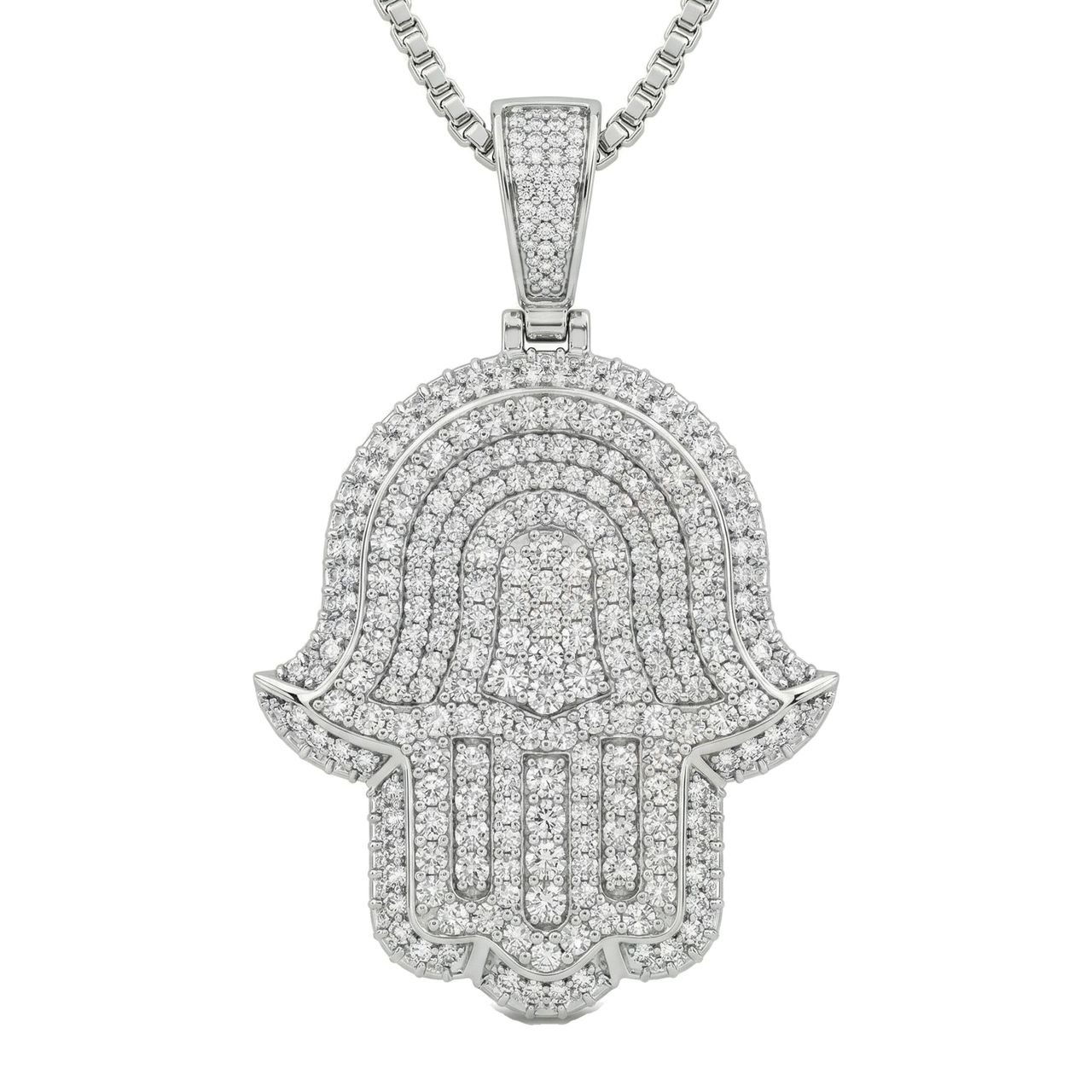 12.60 ct EF VS Moissanite Hamsa Pendant in 925 Sterling Silver 203916 - Fine Jewelry by JewelWeSell