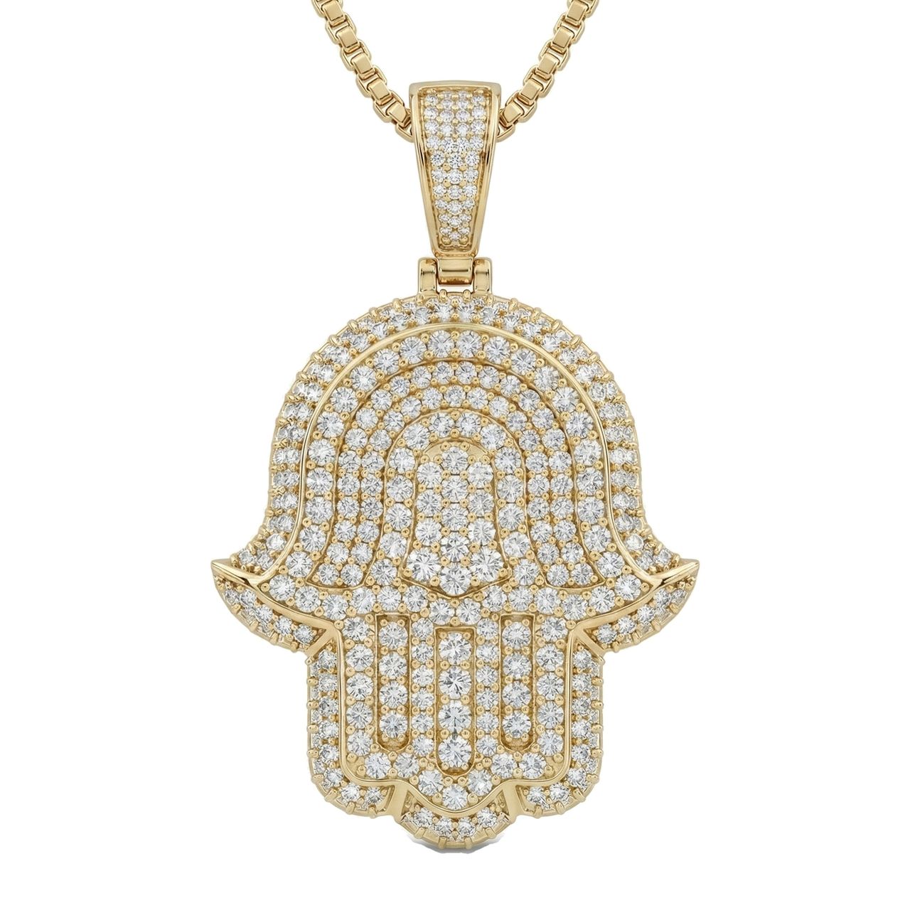 12.60 ct EF VS Lab Grown Diamond Hamsa Pendant in 14k Yellow Gold 203916 - Fine Jewelry by JewelWeSell