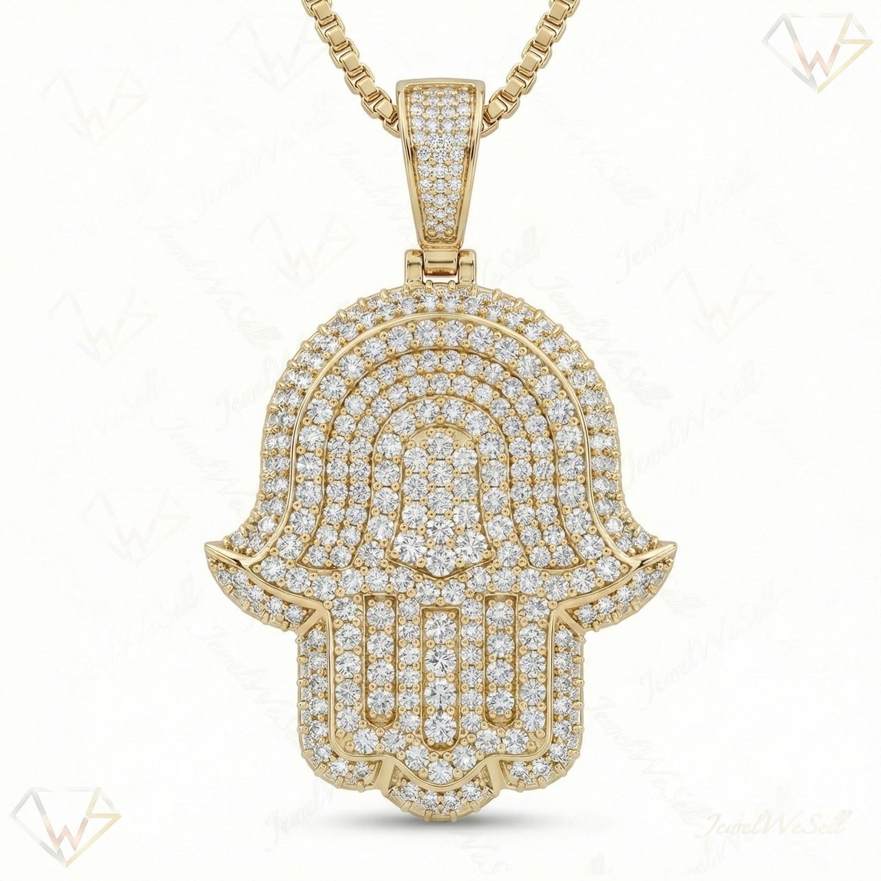 12.60 ct EF VS Lab Grown Diamond Hamsa Pendant in 14k Yellow Gold 203916 - Fine Jewelry by JewelWeSell