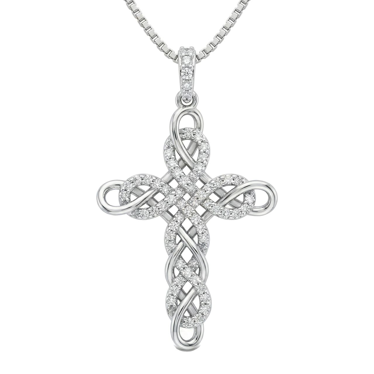 0.33 ct EF VS Lab Grown Diamond Cross Pendant in 14k White Gold - Fine Jewelry by JewelWeSell