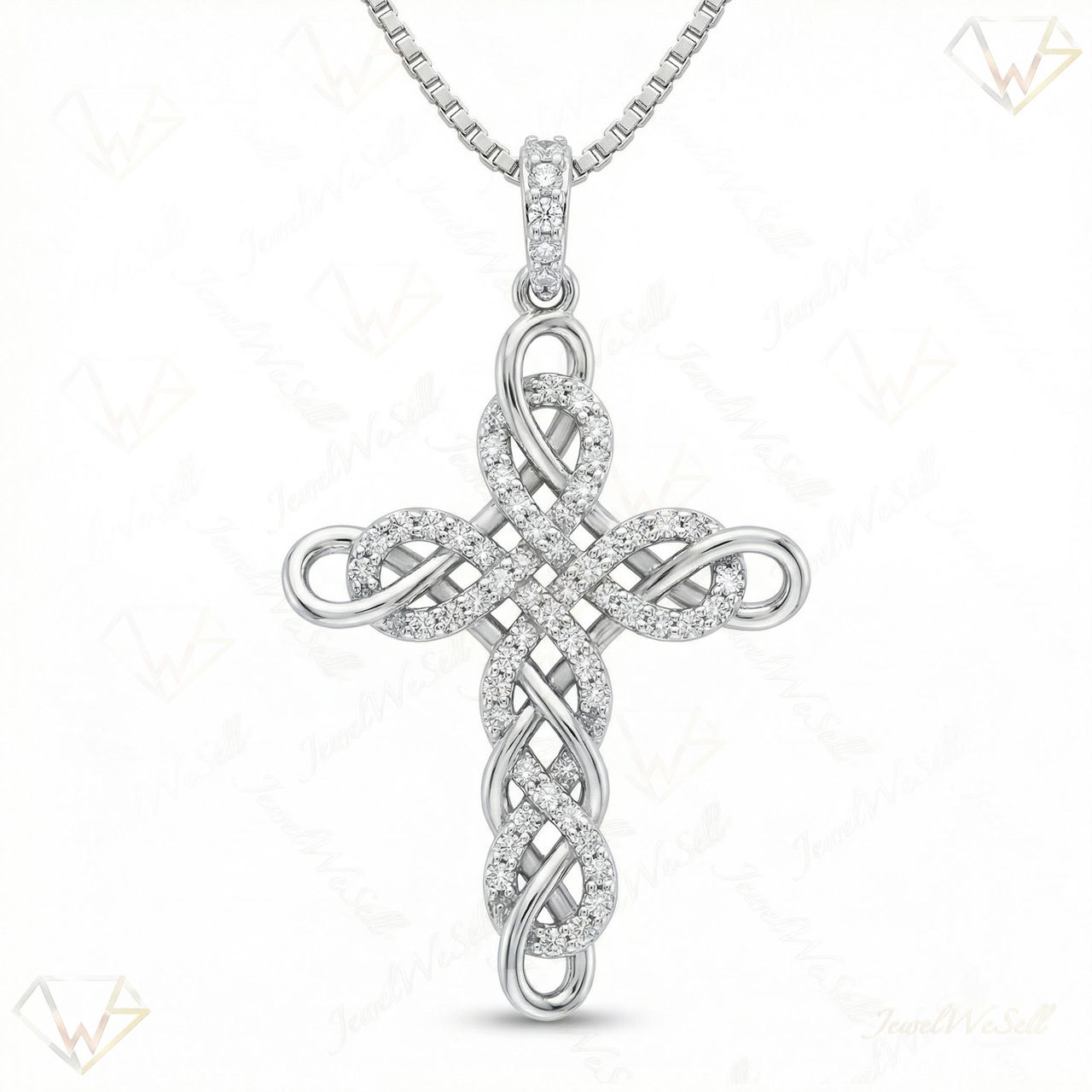 0.33 ct EF VS Lab Grown Diamond Cross Pendant in 14k White Gold 232577 - Fine Jewelry by JewelWeSell