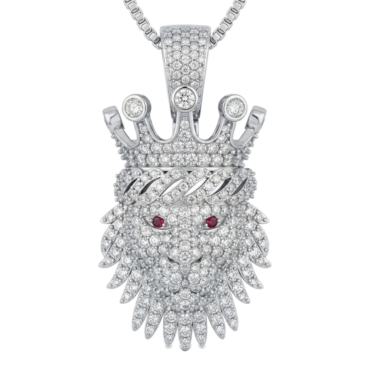 4.40 ct EF VS Lab Grown Diamond Lion Tiger Pendant in 10k White Gold 232579 - Fine Jewelry by JewelWeSell