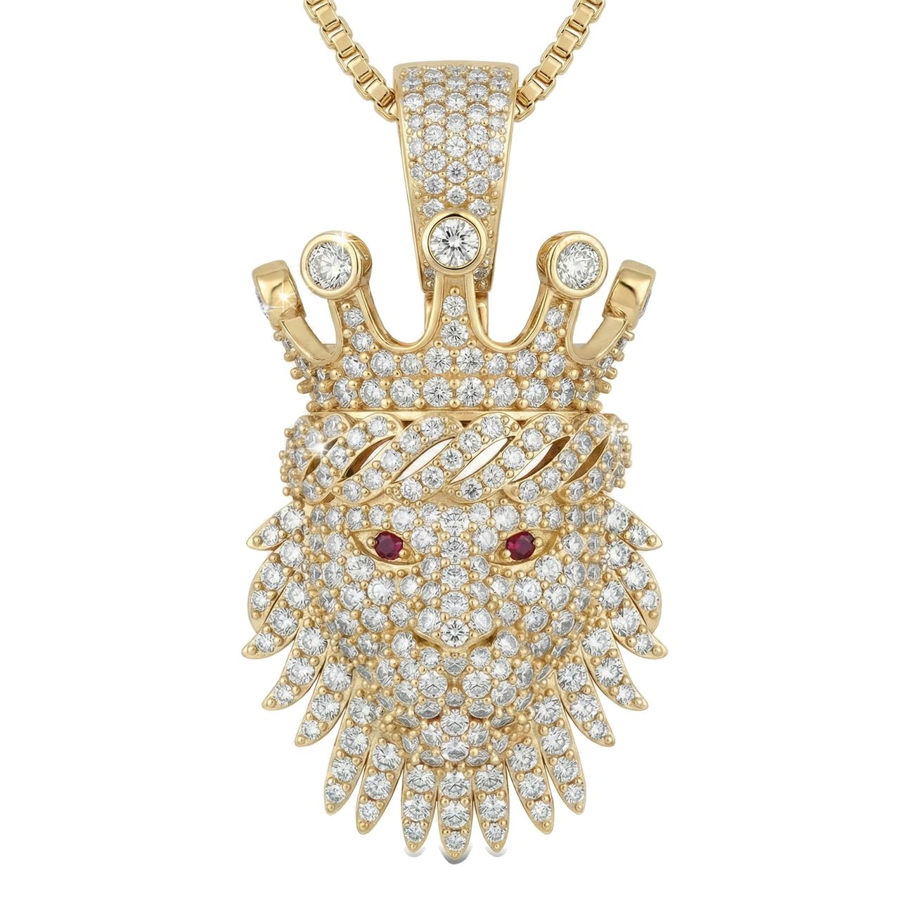 4.40 ct EF VS Lab Grown Diamond Lion Tiger Pendant in 10k Yellow Gold 232579 - Fine Jewelry by JewelWeSell
