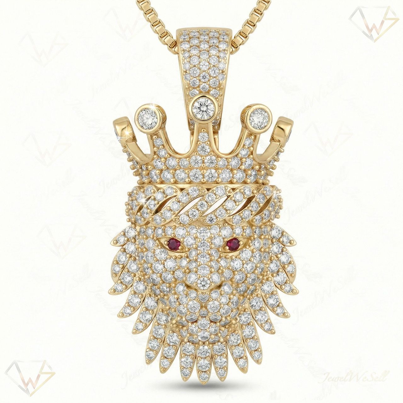 4.40 ct EF VS Lab Grown Diamond Lion Tiger Pendant in 10k Yellow Gold 232579 - Fine Jewelry by JewelWeSell