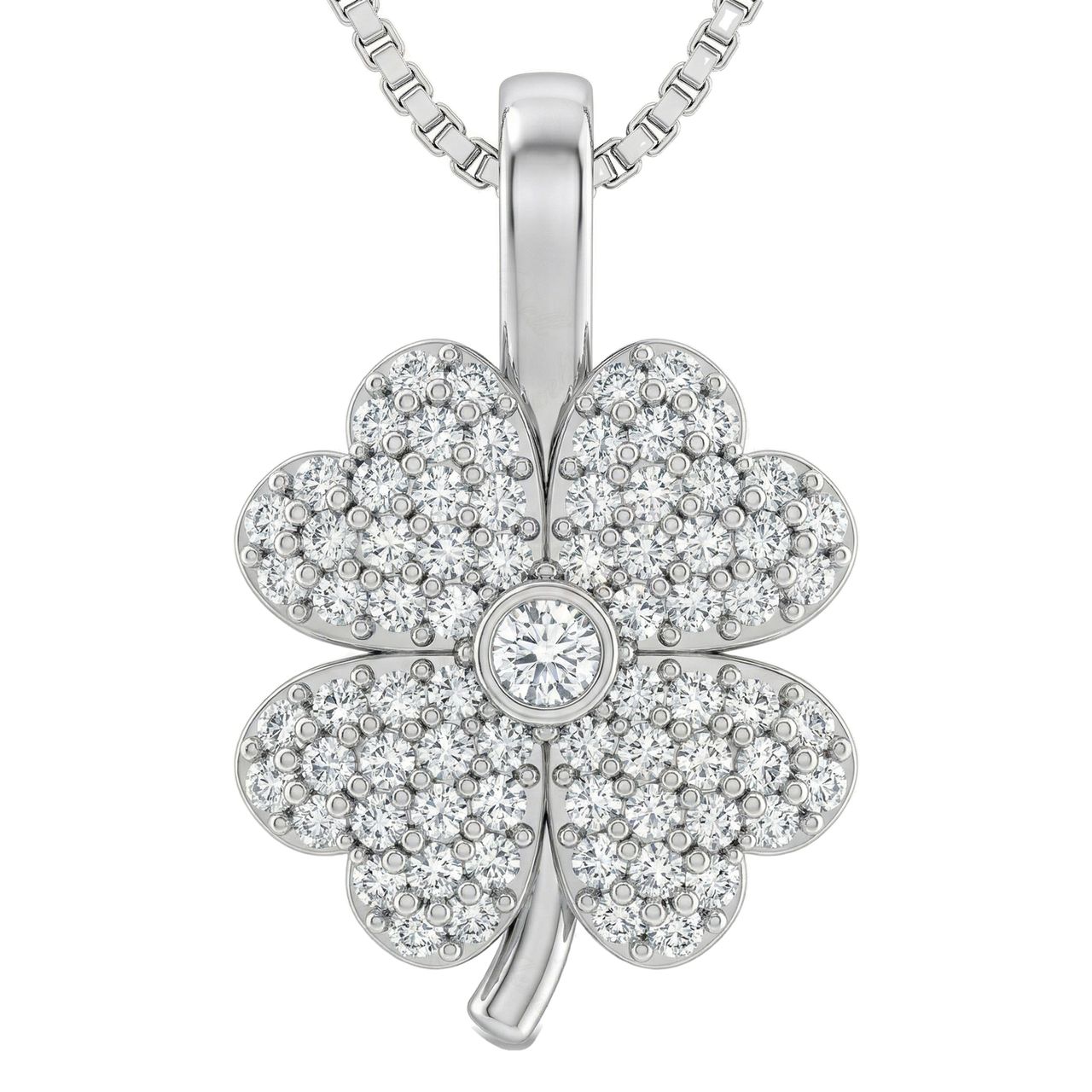 0.40 ct EF VS Lab Grown Diamond Flower Pendant in 10k White Gold 232583 - Fine Jewelry by JewelWeSell