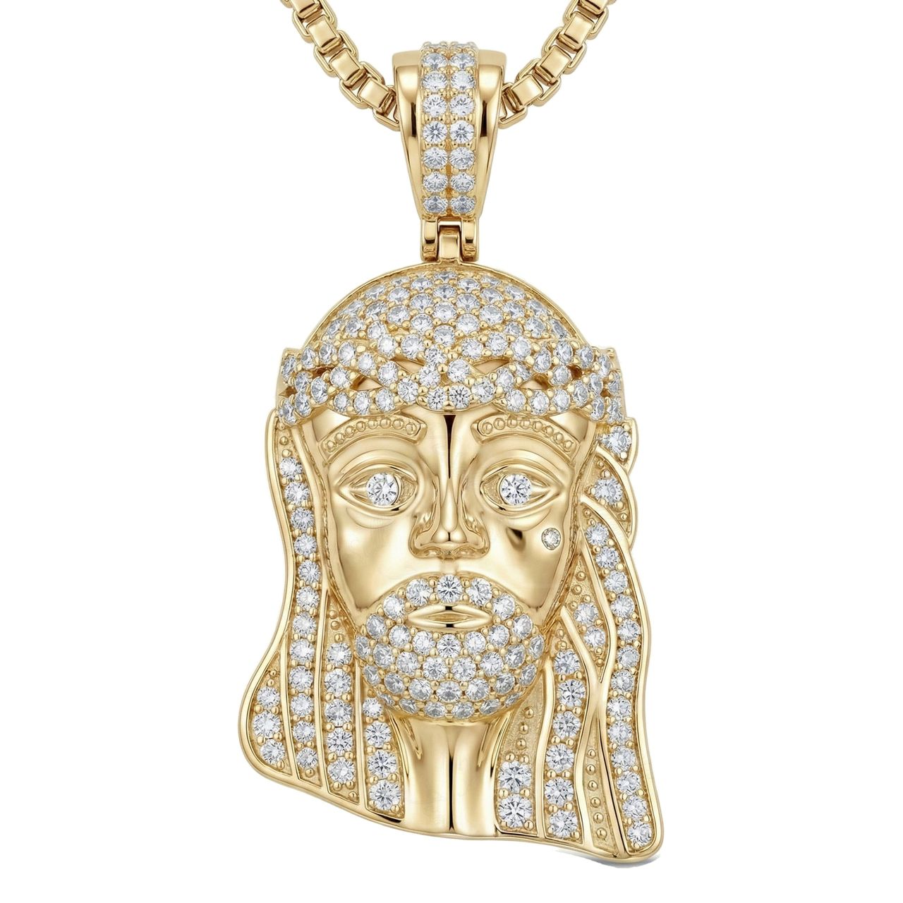 0.80 ct EF VS Lab Grown Diamond Jesus Pendant in 10k Yellow Gold 25977 - Fine Jewelry by JewelWeSell