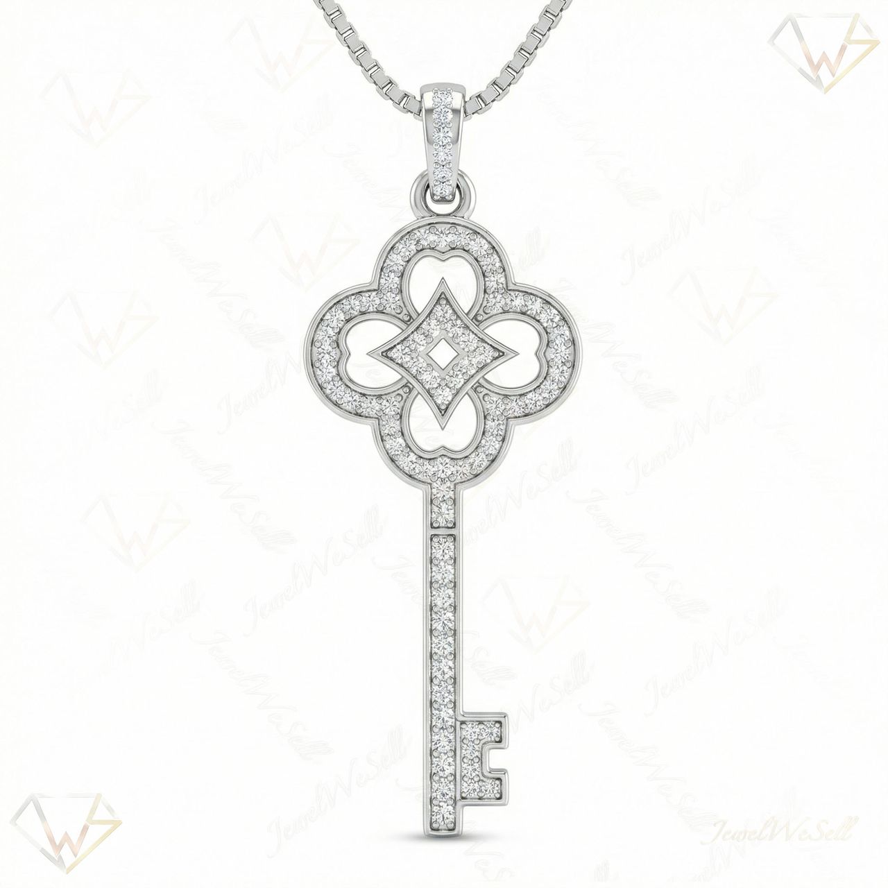 0.60 ct EF VS Lab Grown Diamond Key Pendant in 10k White Gold 8548 - Fine Jewelry by JewelWeSell