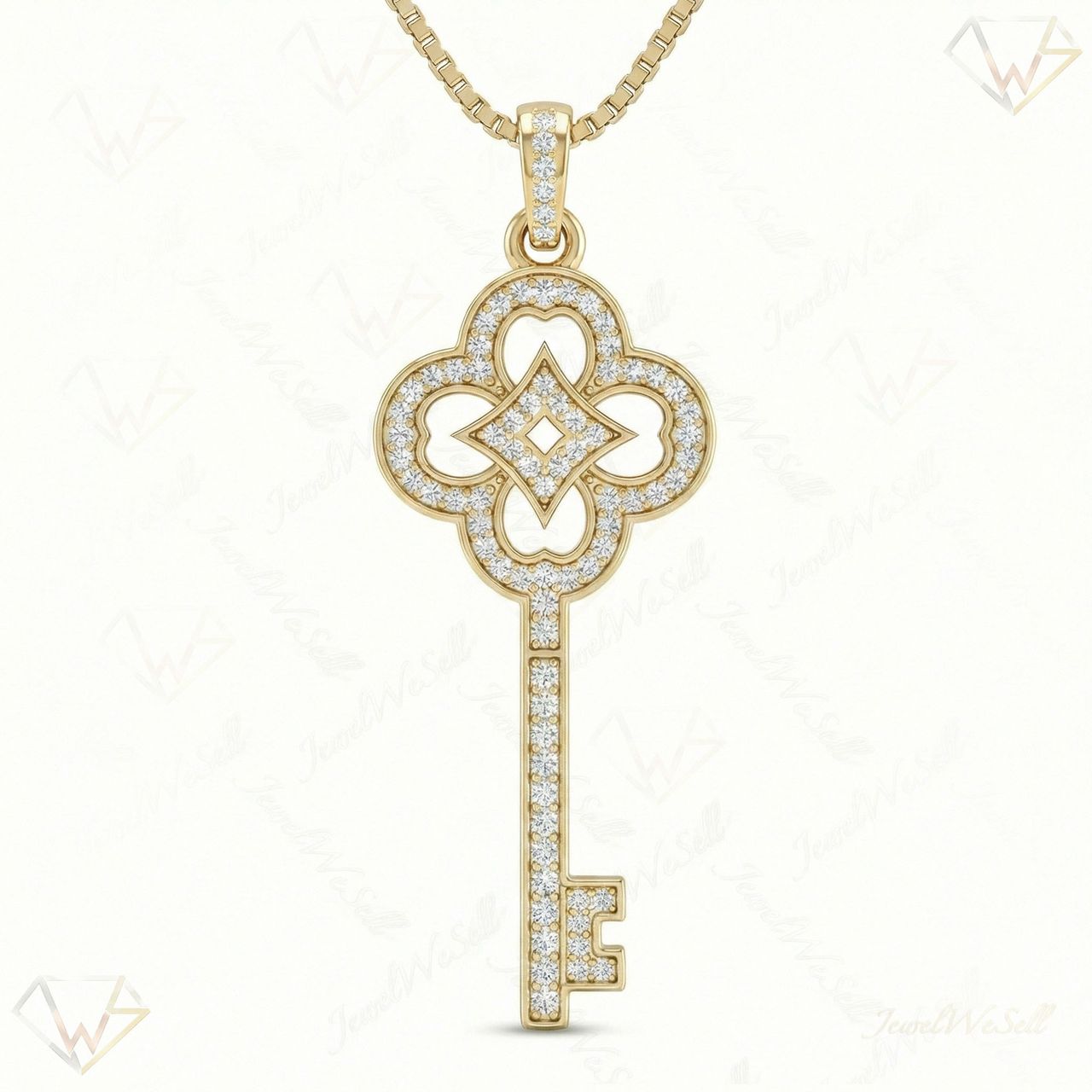 0.60 ct EF VS Lab Grown Diamond Key Pendant in 10k Yellow Gold 8548 - Fine Jewelry by JewelWeSell