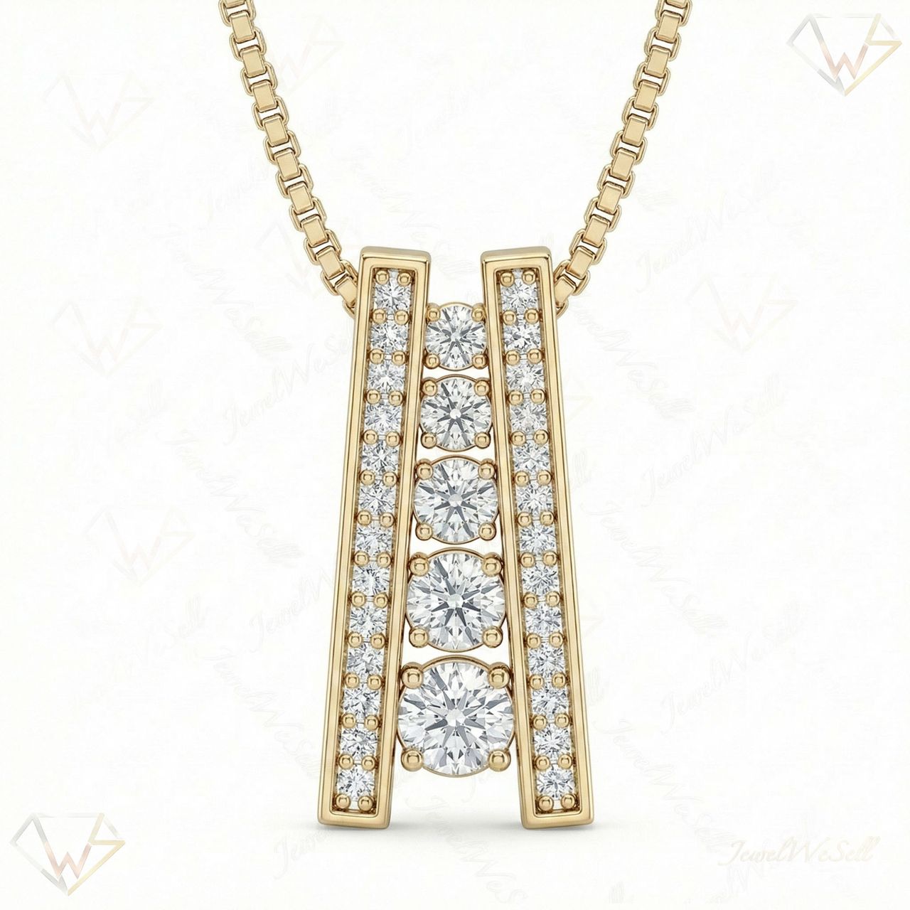 1.10 ct EF VS Lab Grown Diamond Journey Pendant in 14k Yellow Gold 8937 - Fine Jewelry by JewelWeSell