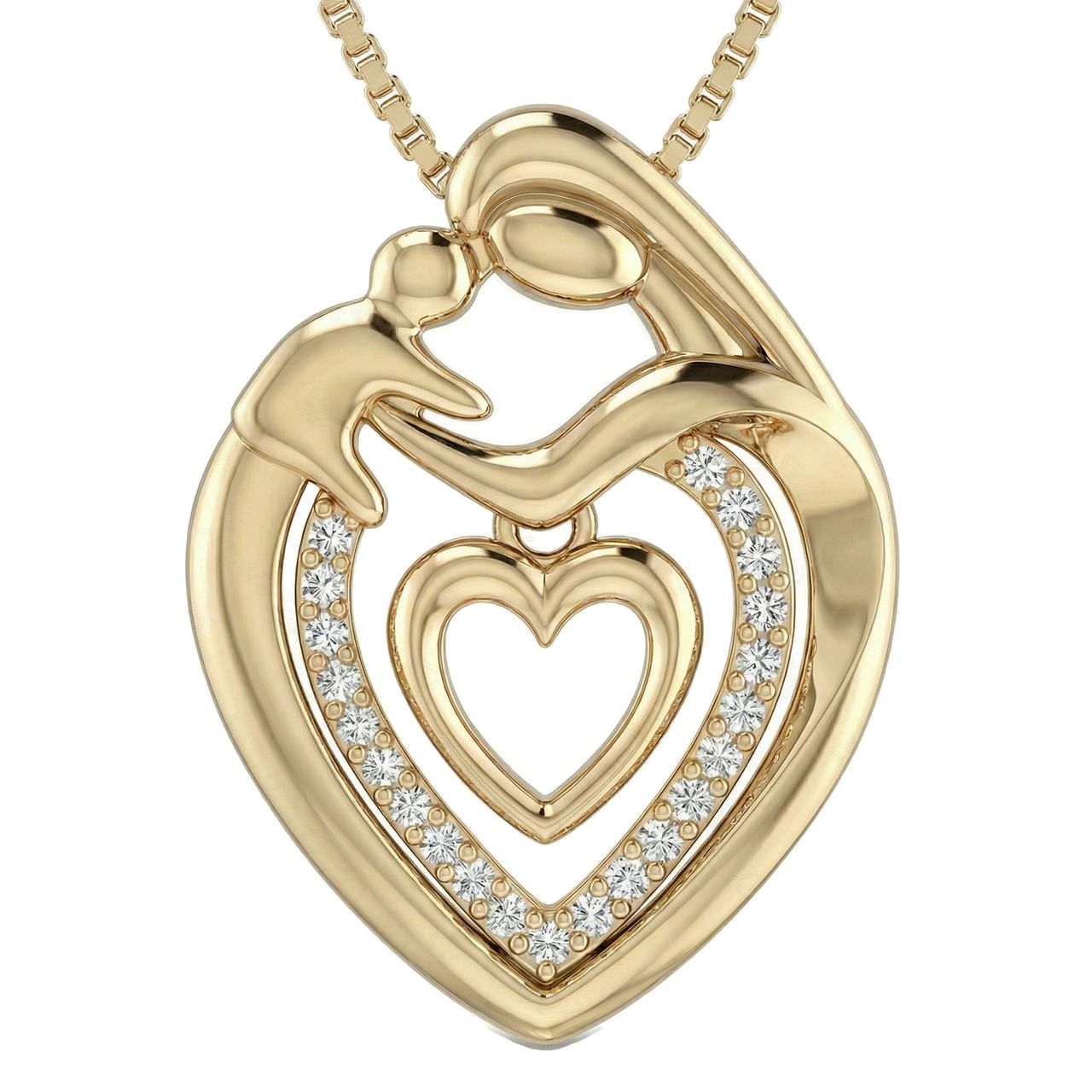 0.10 ct EF VS Lab Grown Diamond Mom Pendant in 14k Yellow Gold 9300 - Fine Jewelry by JewelWeSell