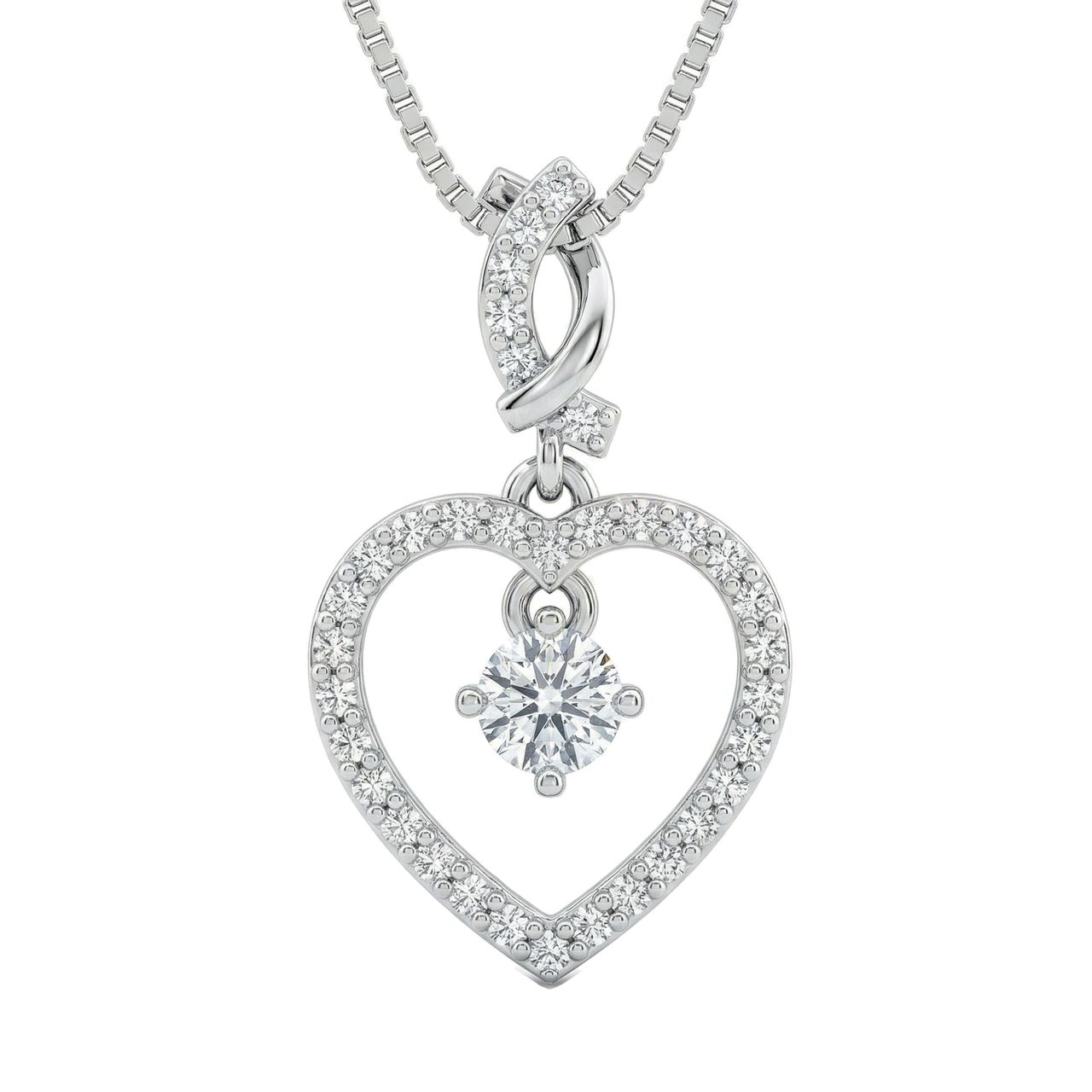 0.60 ct EF VS Lab Grown Diamond Heart Pendant in 14k White Gold 9367 - Fine Jewelry by JewelWeSell