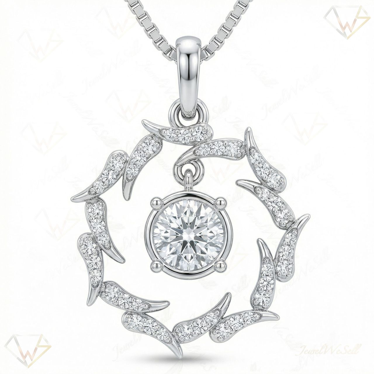 1.00 ct EF VS Lab Grown Diamond Solitaire Pendant in 14k White Gold 9908 - Fine Jewelry by JewelWeSell