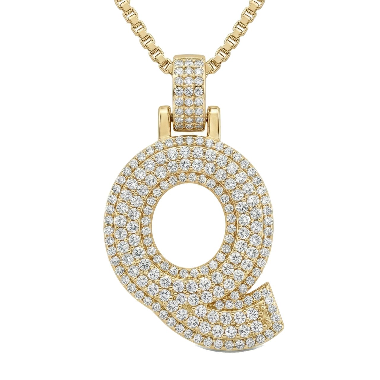 3.05 Ct EF VS Lab Grown Diamond Q 2 Layer Pave 3D Initial Pendant in 10k Yellow Gold 702111 - Fine Jewelry by JewelWeSell