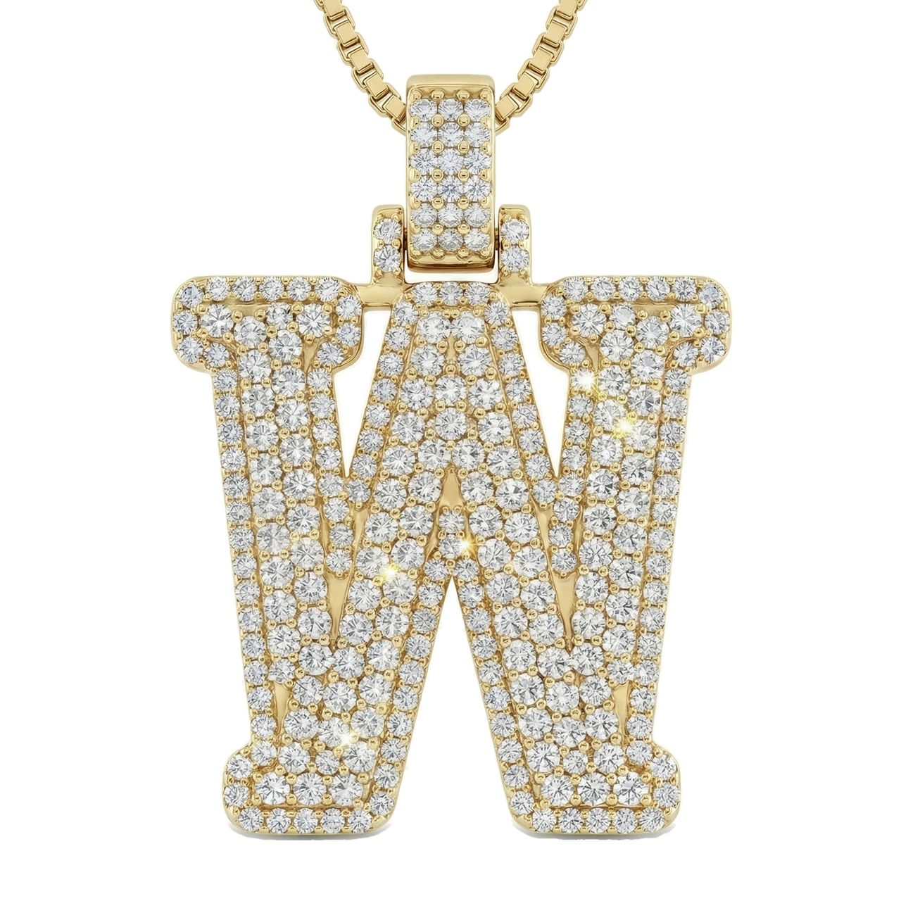 4.10 Ct EF VS Lab Grown Diamond W 2 Layer Pave 3D Initial Pendant in 14k Yellow Gold 702117 - Fine Jewelry by JewelWeSell