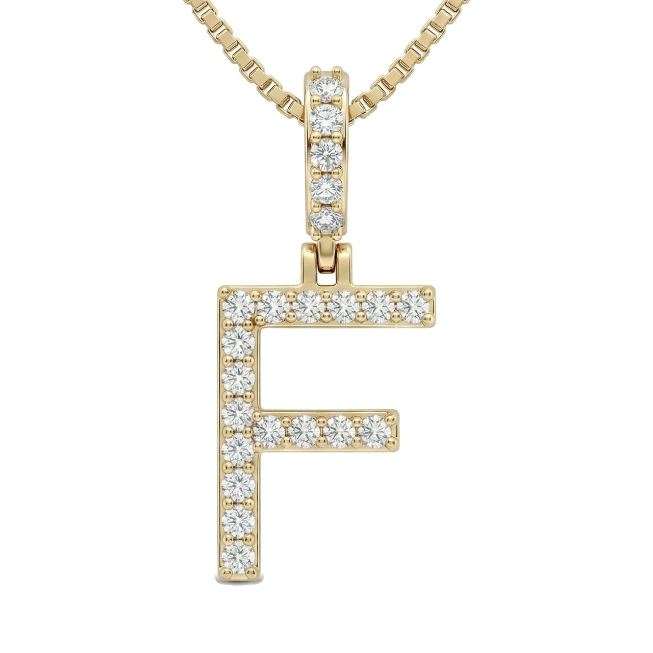 0.35 Ct EF VS Lab Grown Diamond F Classic Single Row Initial Pendant in 14k Yellow Gold 702552 - Fine Jewelry by JewelWeSell