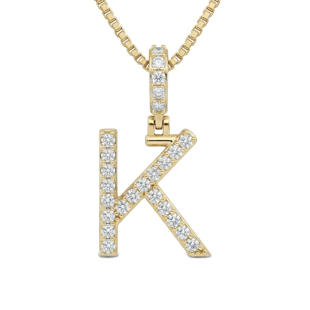 0.40 Ct EF VS Lab Grown Diamond K Classic Single Row Initial Pendant in 10k Yellow Gold 702557 - Fine Jewelry by JewelWeSell