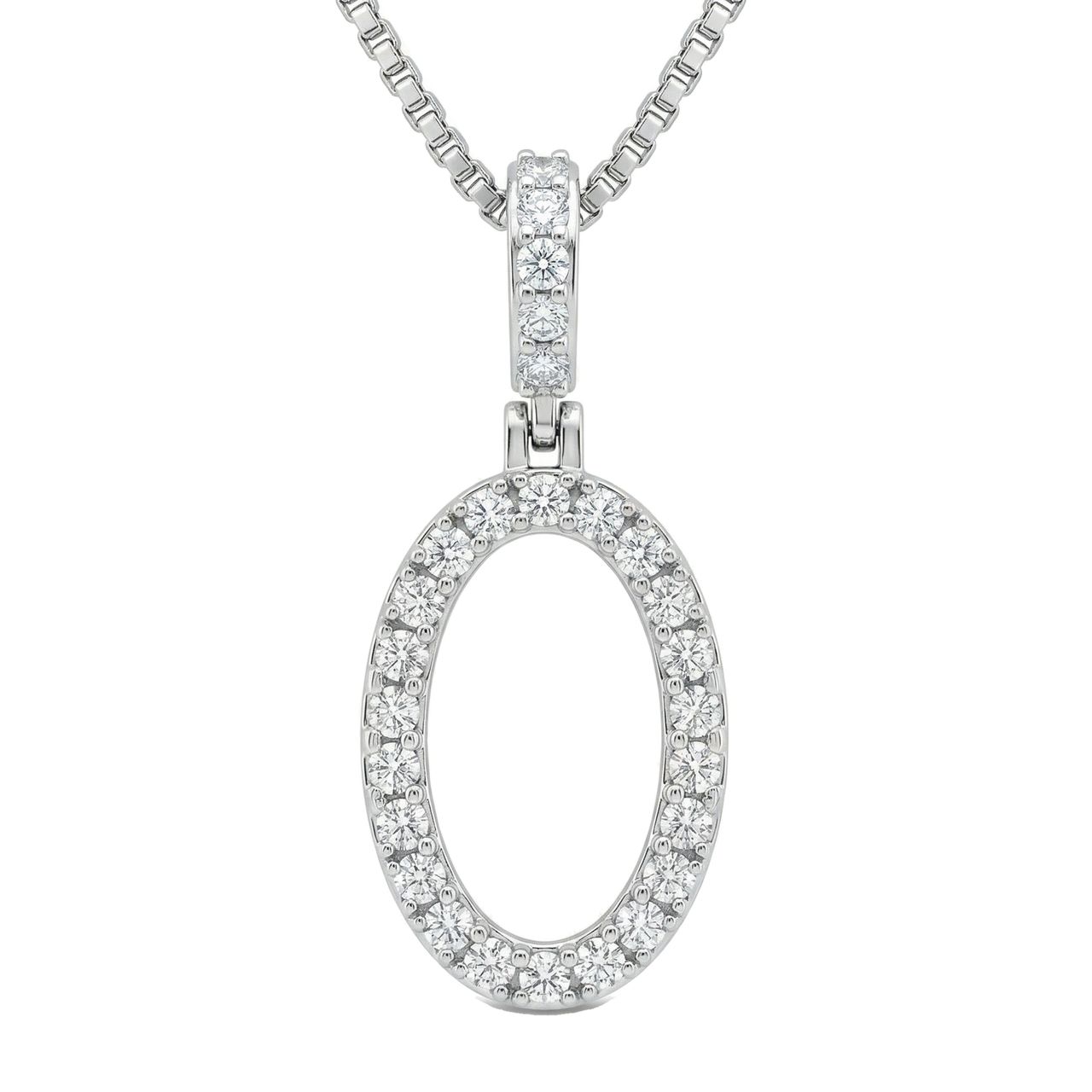 0.45 Ct EF VS Lab Grown Diamond O Classic Single Row Initial Pendant in 14k White Gold 702561 - Fine Jewelry by JewelWeSell