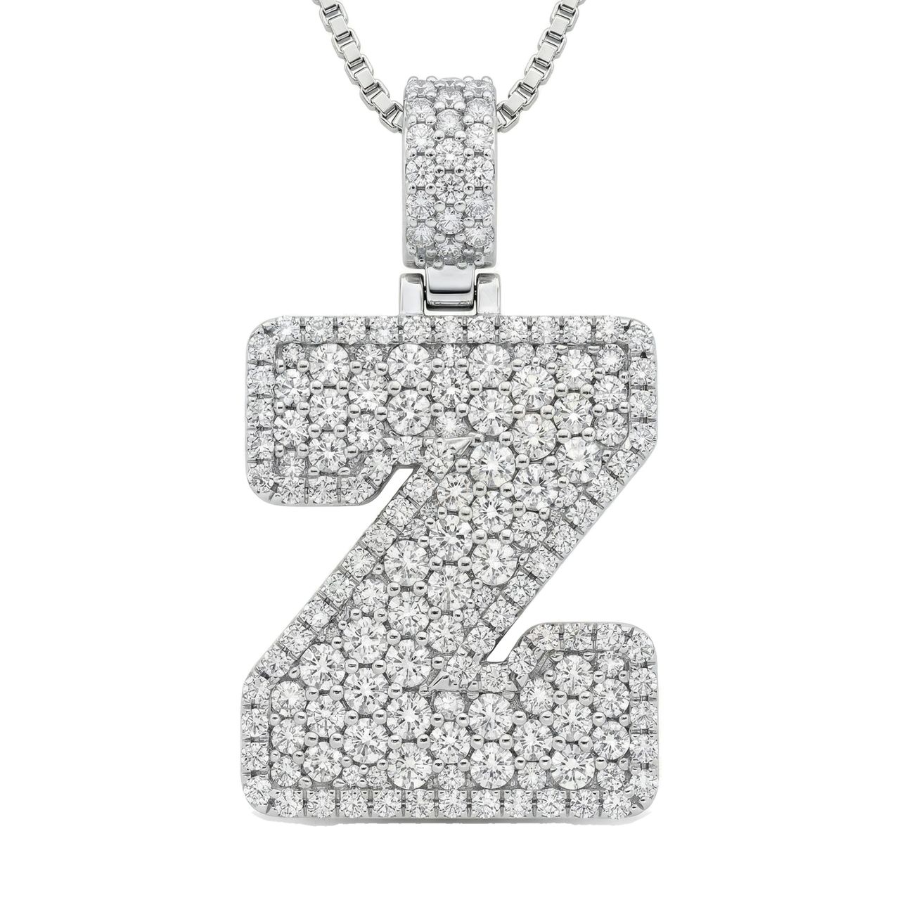 7.45 Ct EF VS Moissanite Z Micropave Filled Initial Pendant in 925 Sterling Silver 703050 - Fine Jewelry by JewelWeSell