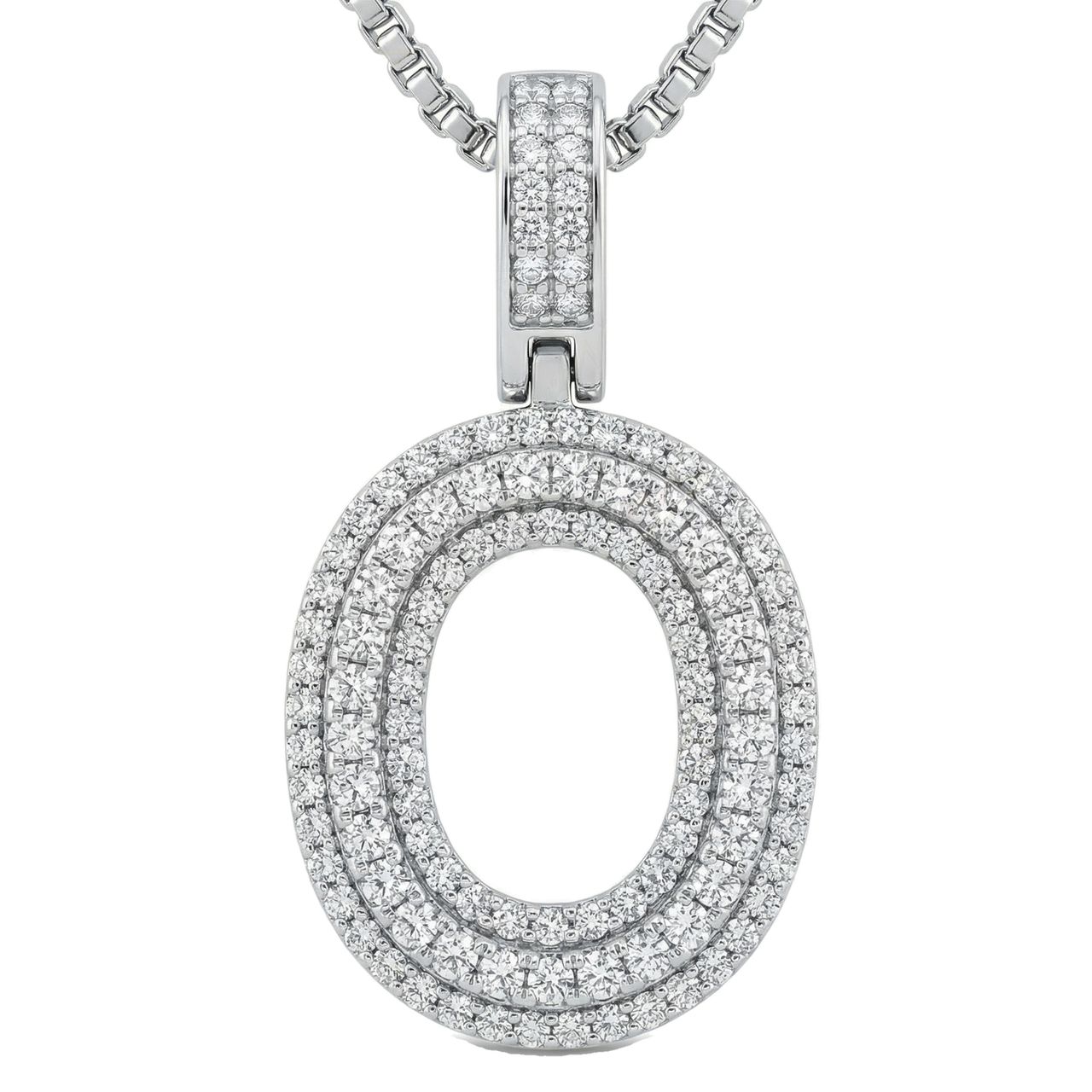0.90 Ct EF VS Moissanite O Micropave Varsity Initial Pendant in 925 Sterling Silver 703065 - Fine Jewelry by JewelWeSell