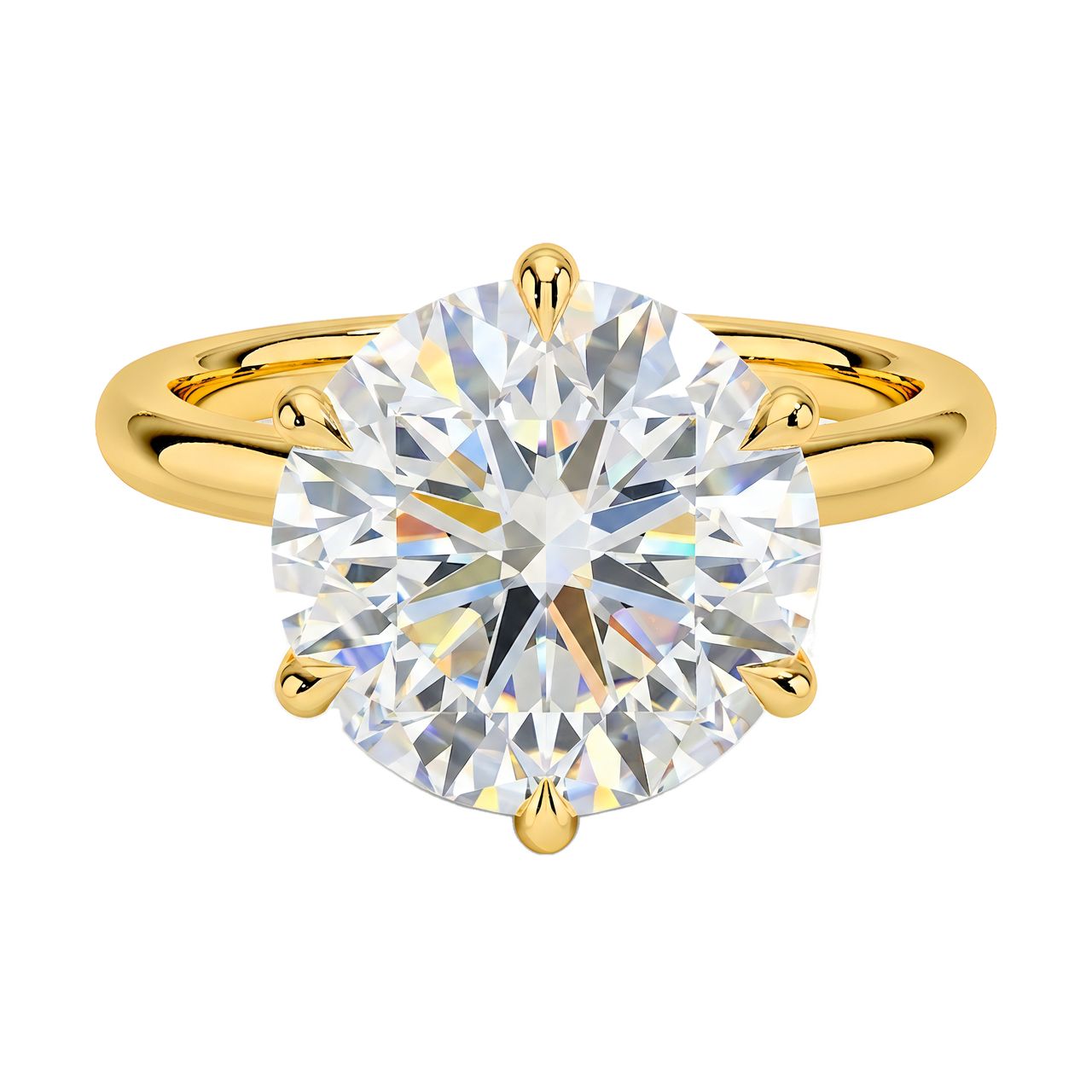 1 to 5 Carat Round Lab Grown Diamond 6 Prong Solitaire Engagement Ring in 14K Gold - Fine Jewelry by JewelWeSell