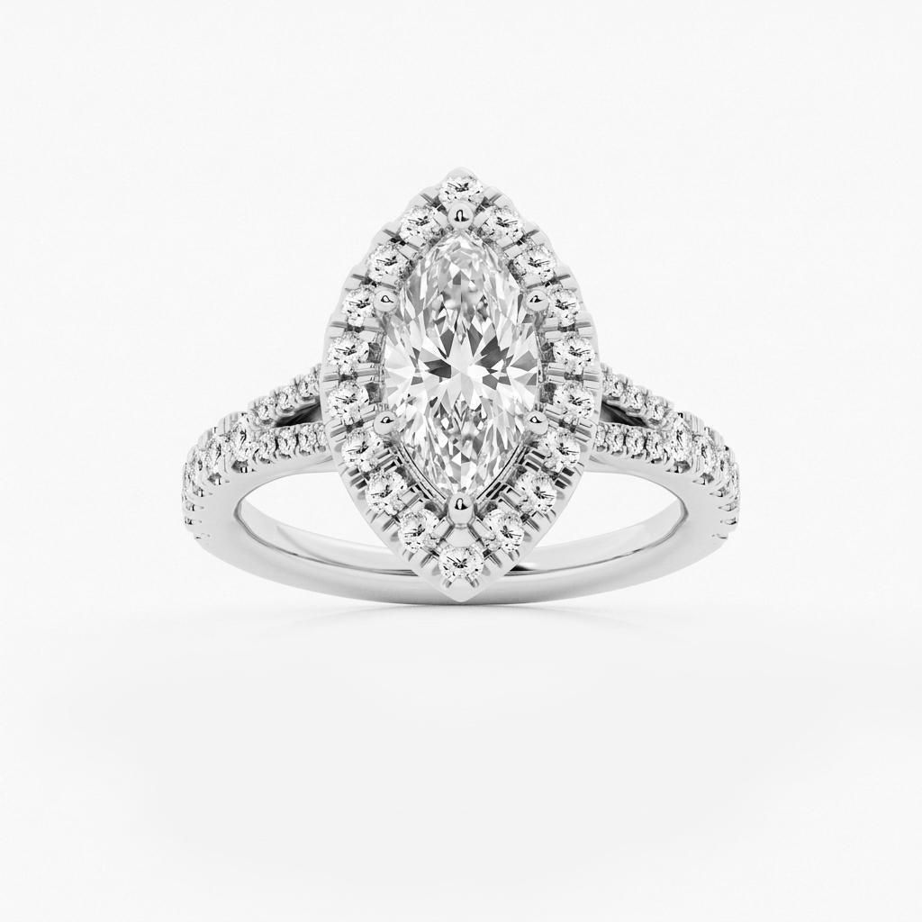 1.5 to 8.5 Carat Marquise Lab Grown Diamond Halo Engagement Ring in 14K Gold - Fine Jewelry by JewelWeSell