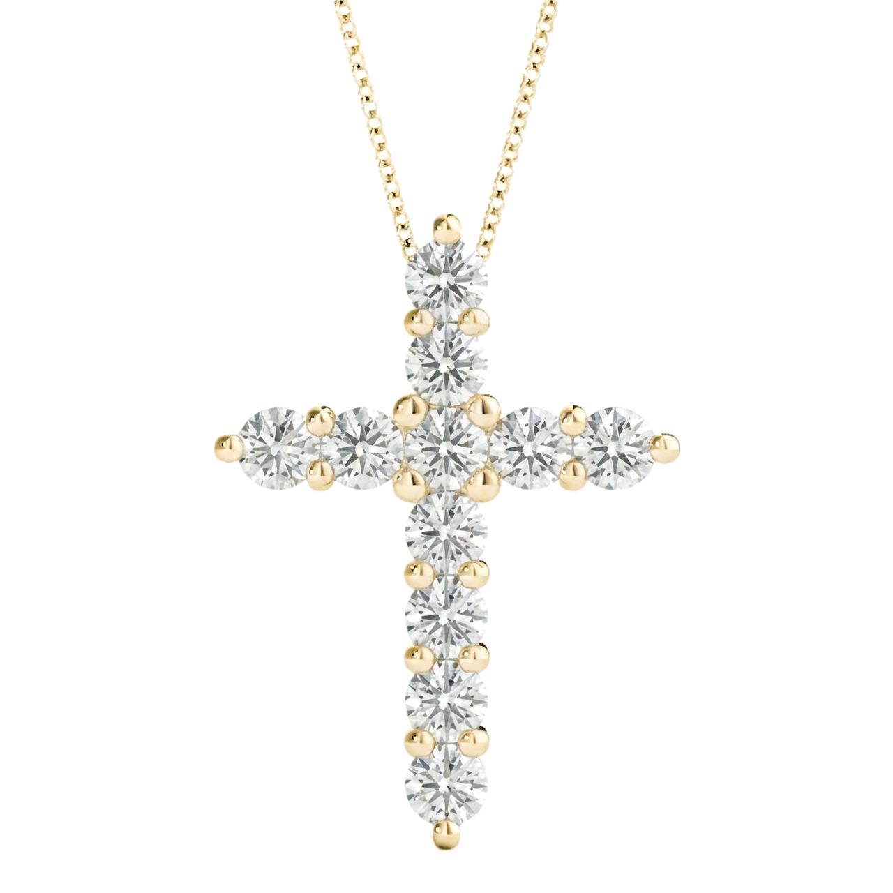 1 to 3 Carat Round Lab Grown Diamond Cross Pendant in 14K Gold - Fine Jewelry by JewelWeSell